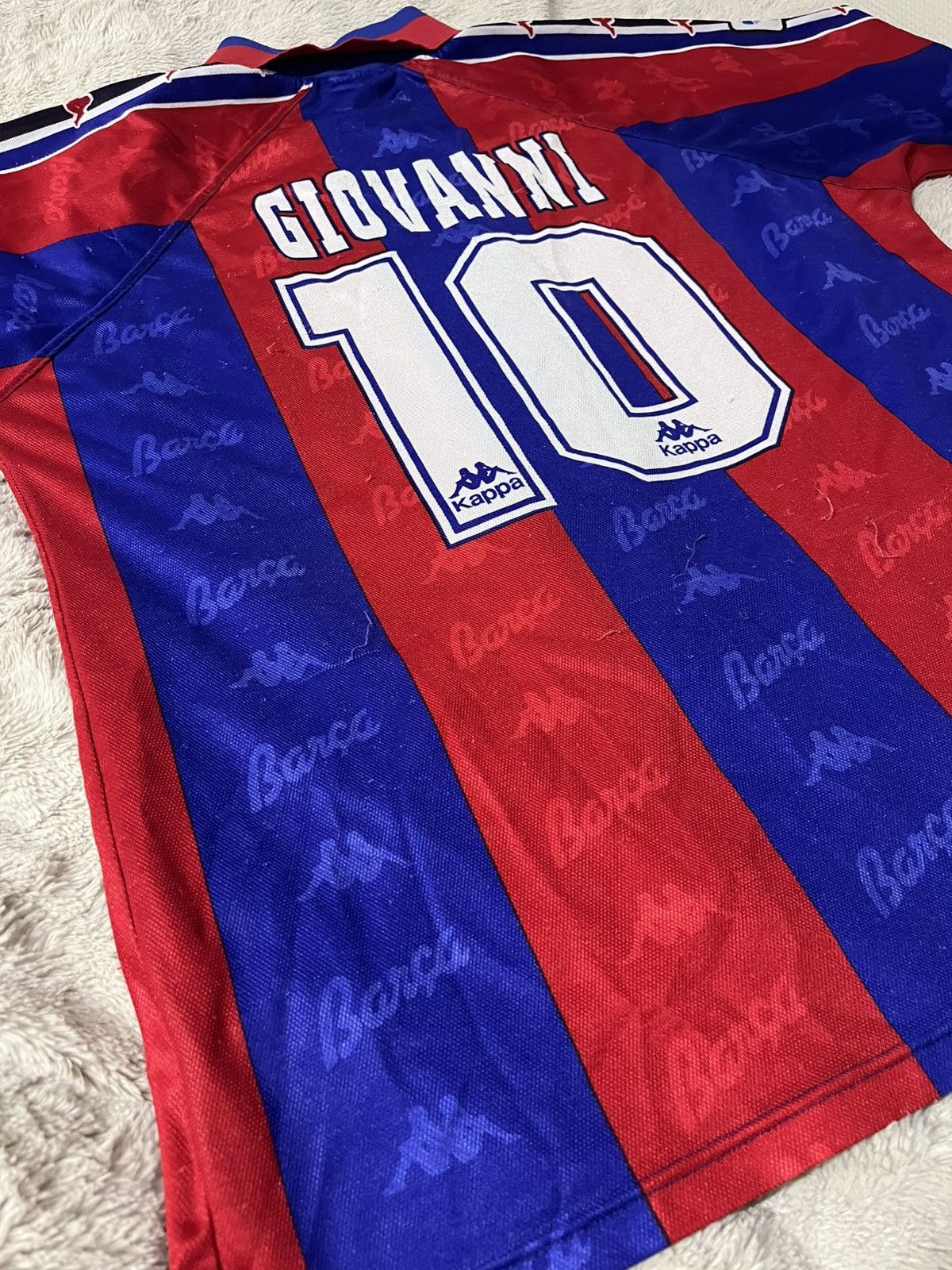 Kappa 1996-1997 FC Barcelona #10 Giovanni Football Jersey Vintage Size US XL / EU 56 / 4 - 10 Thumbnail