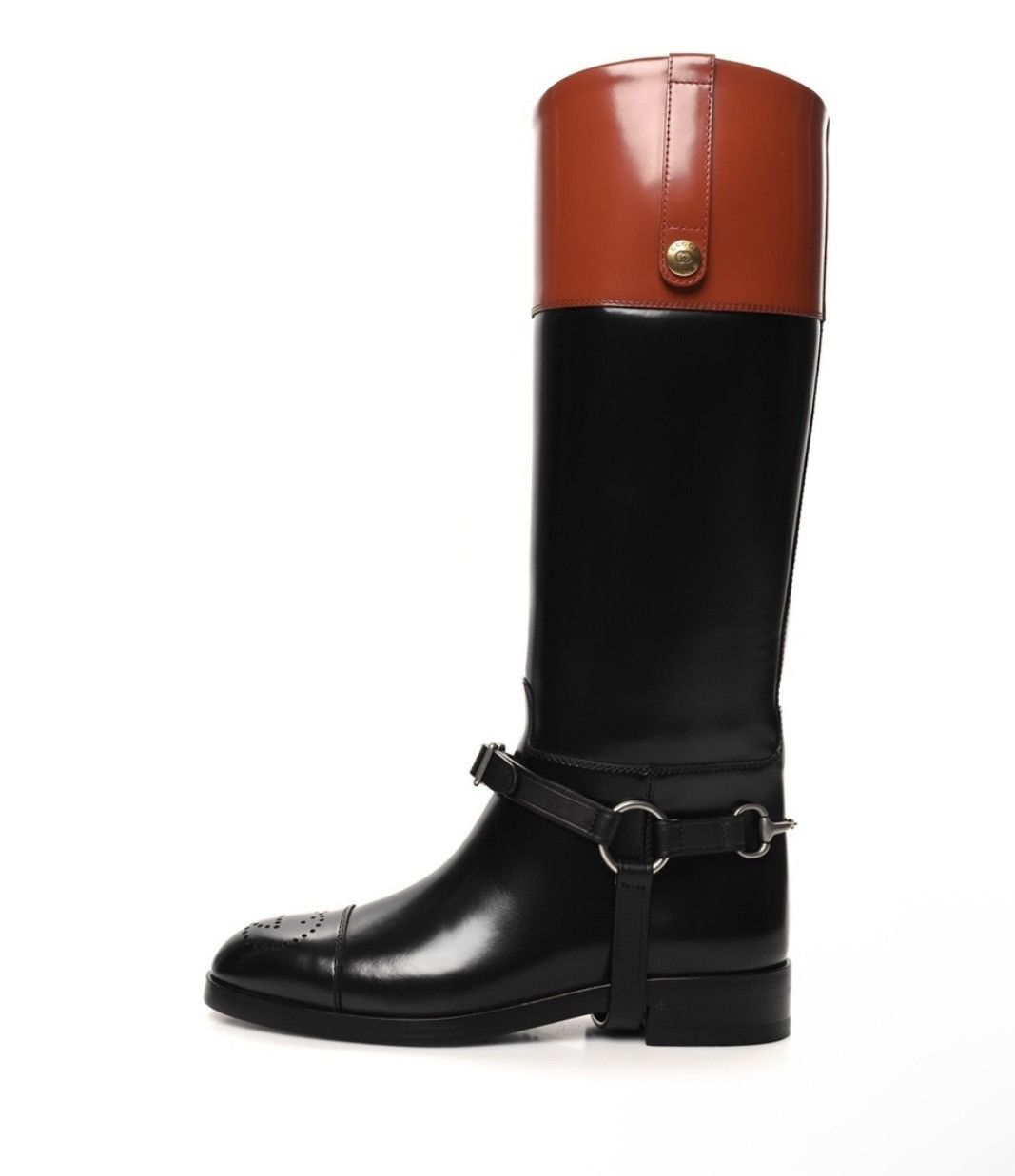 Gucci Calfskin Zelda Harness Riding Boots Black Amber