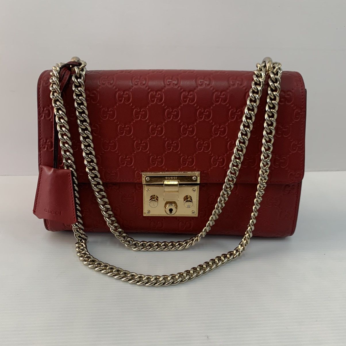 Gucci Gucci Red Leather Chain Shoulder Bag Size ONE SIZE - 1 Thumbnail
