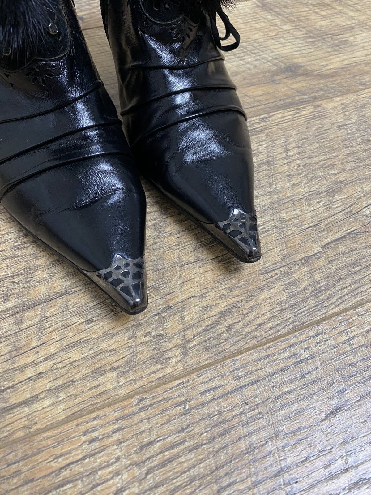 Japanese Brand Botto Italy Vintage Y2K Pointed Toe Ankle Boots Metal Size US 8 / IT 38 - 7 Thumbnail
