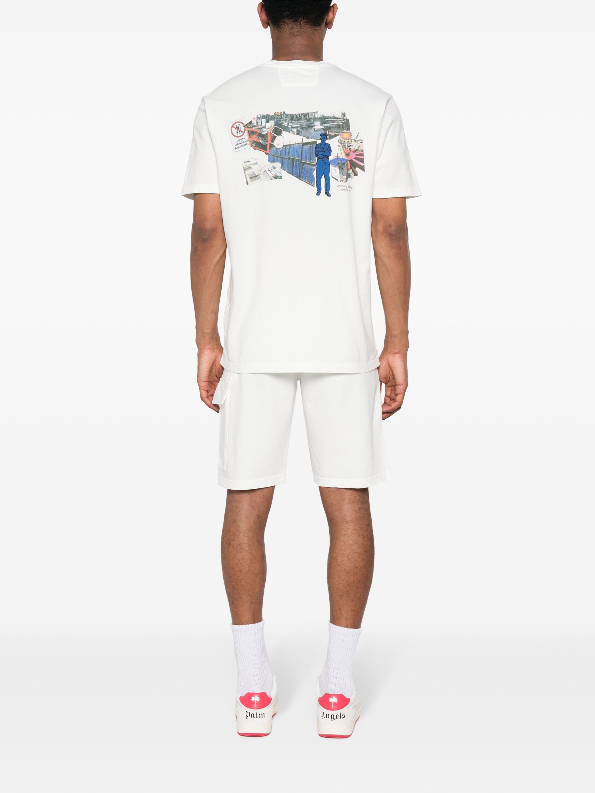 C.P. Company o1y1224 Logo Crewneck T-Shirt in White Size US M / EU 48-50 / 2 - 2 Thumbnail