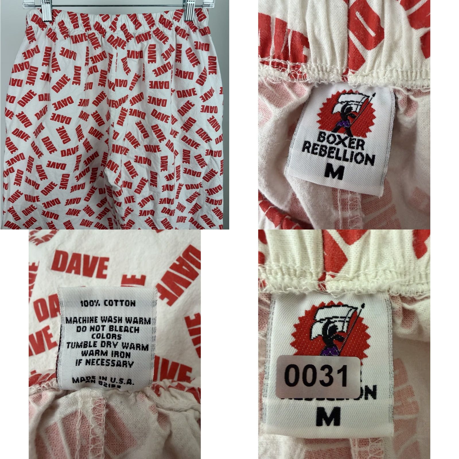 Vintage VINTAGE Boxer Rebellion Pajama Pants Mens Medium White Cotton AOP Novelty Print 90s Funny Size US 31 - 8 Thumbnail