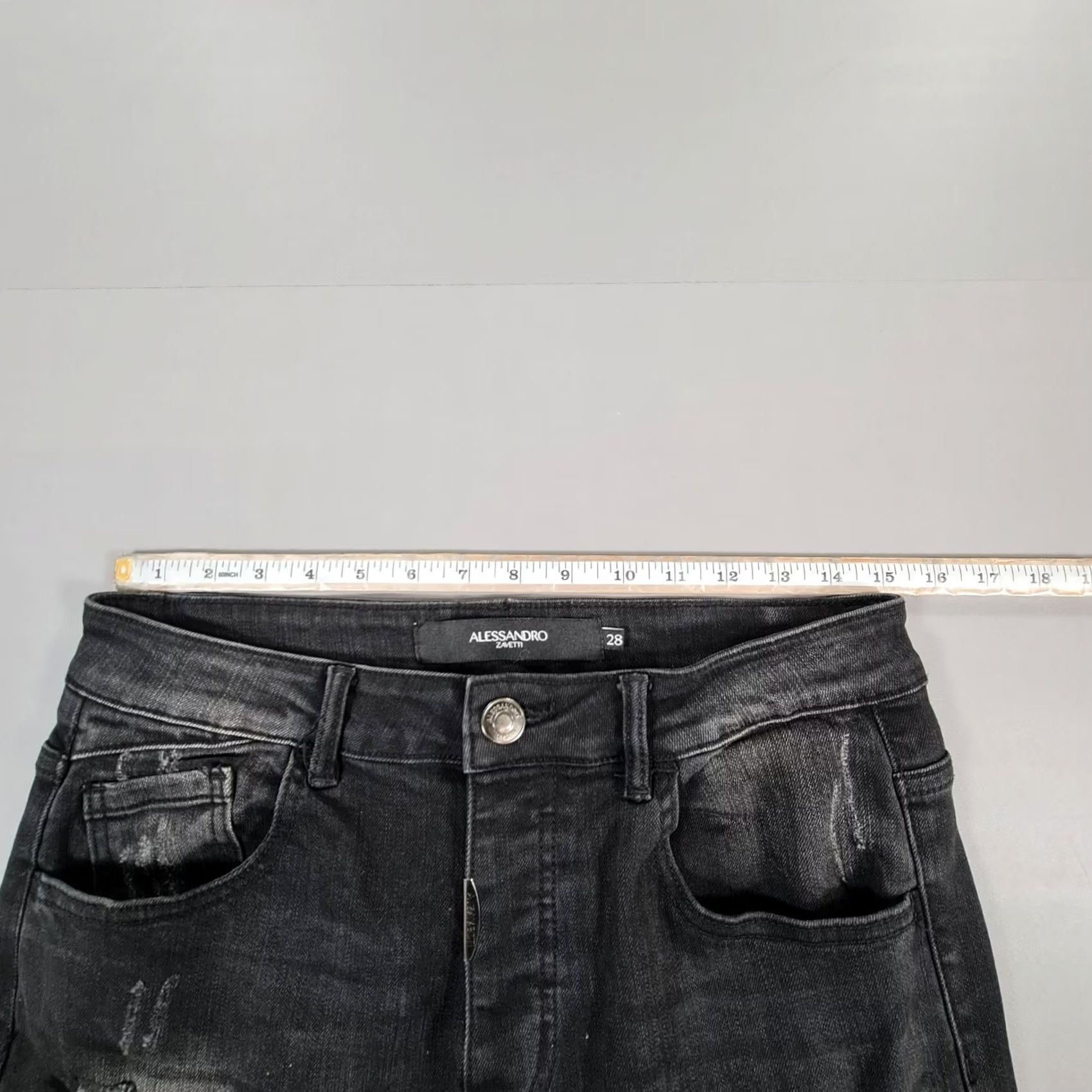 Alessandro Dell'acqua ALESSANDRO Zavetti Mens Jeans Black W28 L32 Distressed Stretch Denim Skinny Size US 28 / EU 44 - 7 Thumbnail