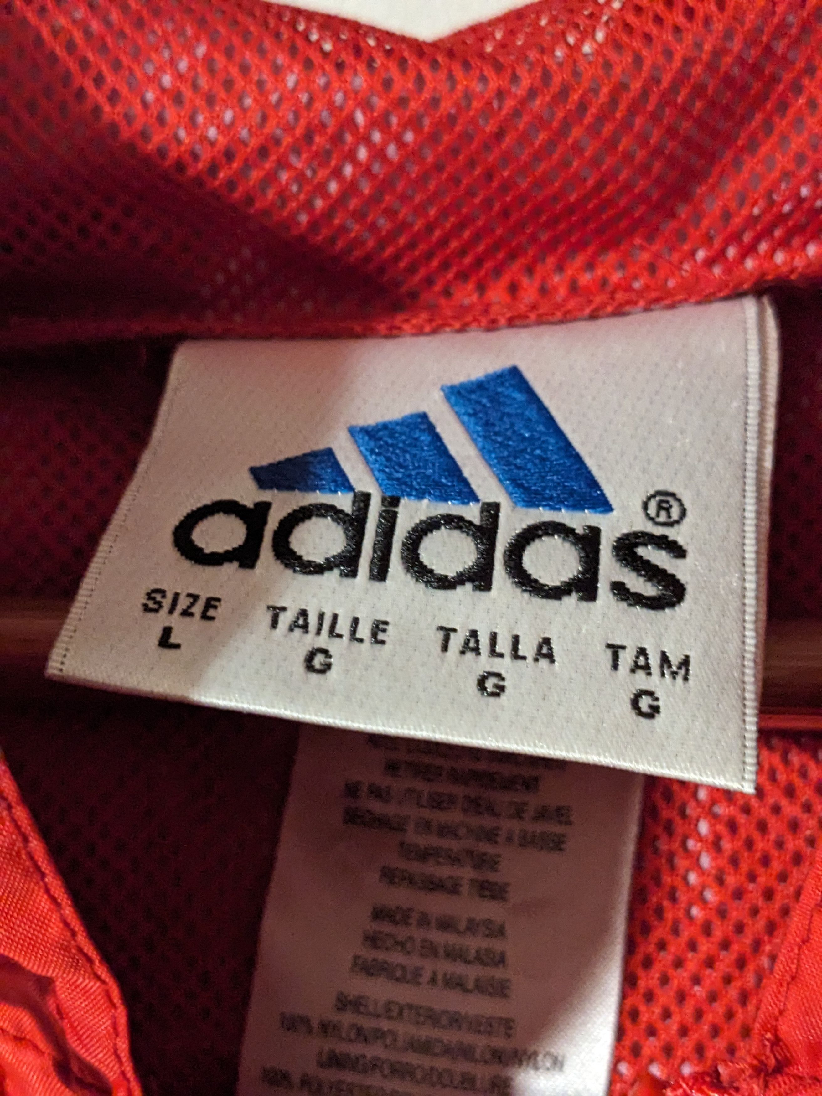 Adidas × Vintage Vintage 90s Adidas Logo Three Stripe Red Large Windbreaker Size US L / EU 52-54 / 3 - 5 Thumbnail