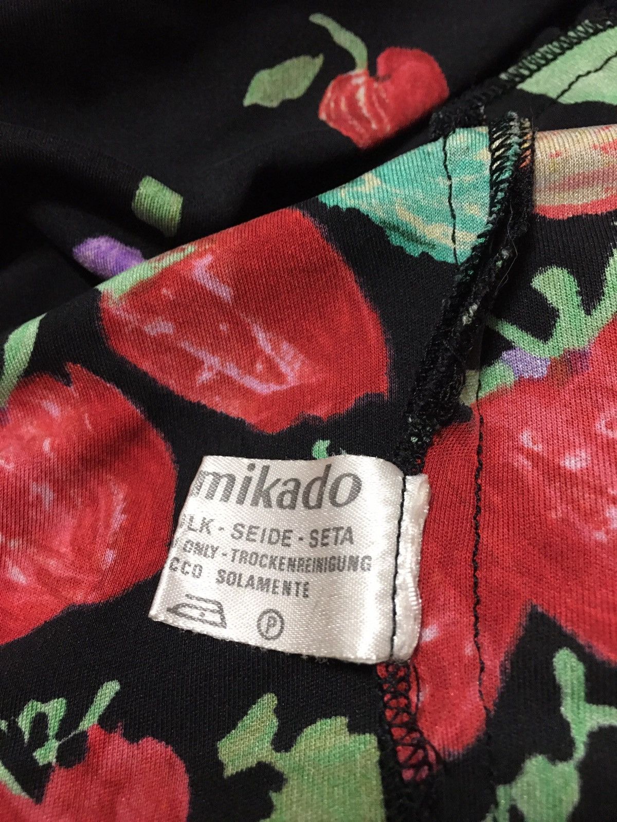 Leonard Paris × Vintage LEONARD Paris Vintage 90s Silk Fruit Print Kimono Dress Size ONE SIZE - 14 Thumbnail