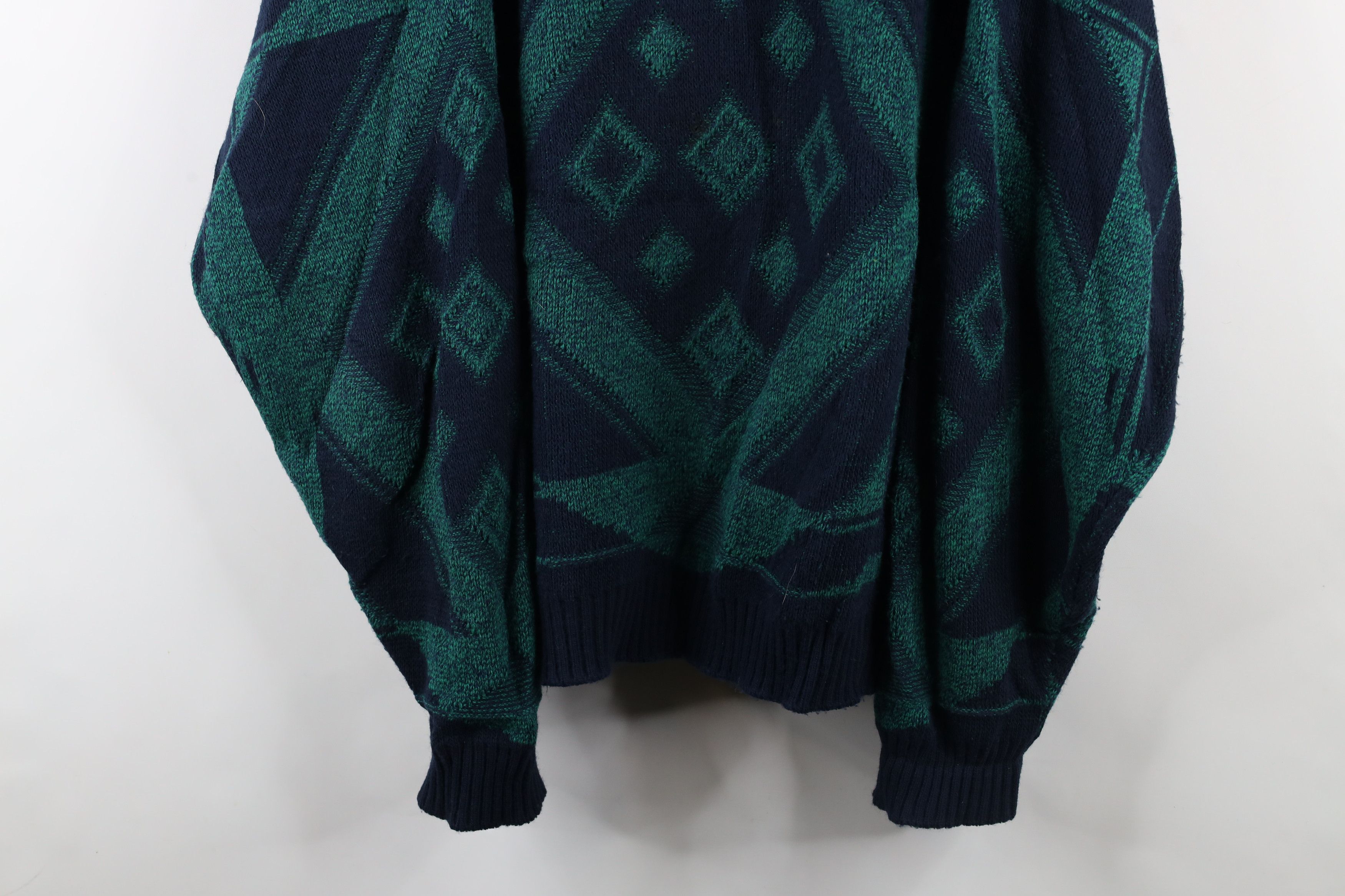 Vintage Vintage 90s Streetwear Geometric Knit Grandpa Sweater USA Size US XXL / EU 58 / 5 - 3 Thumbnail