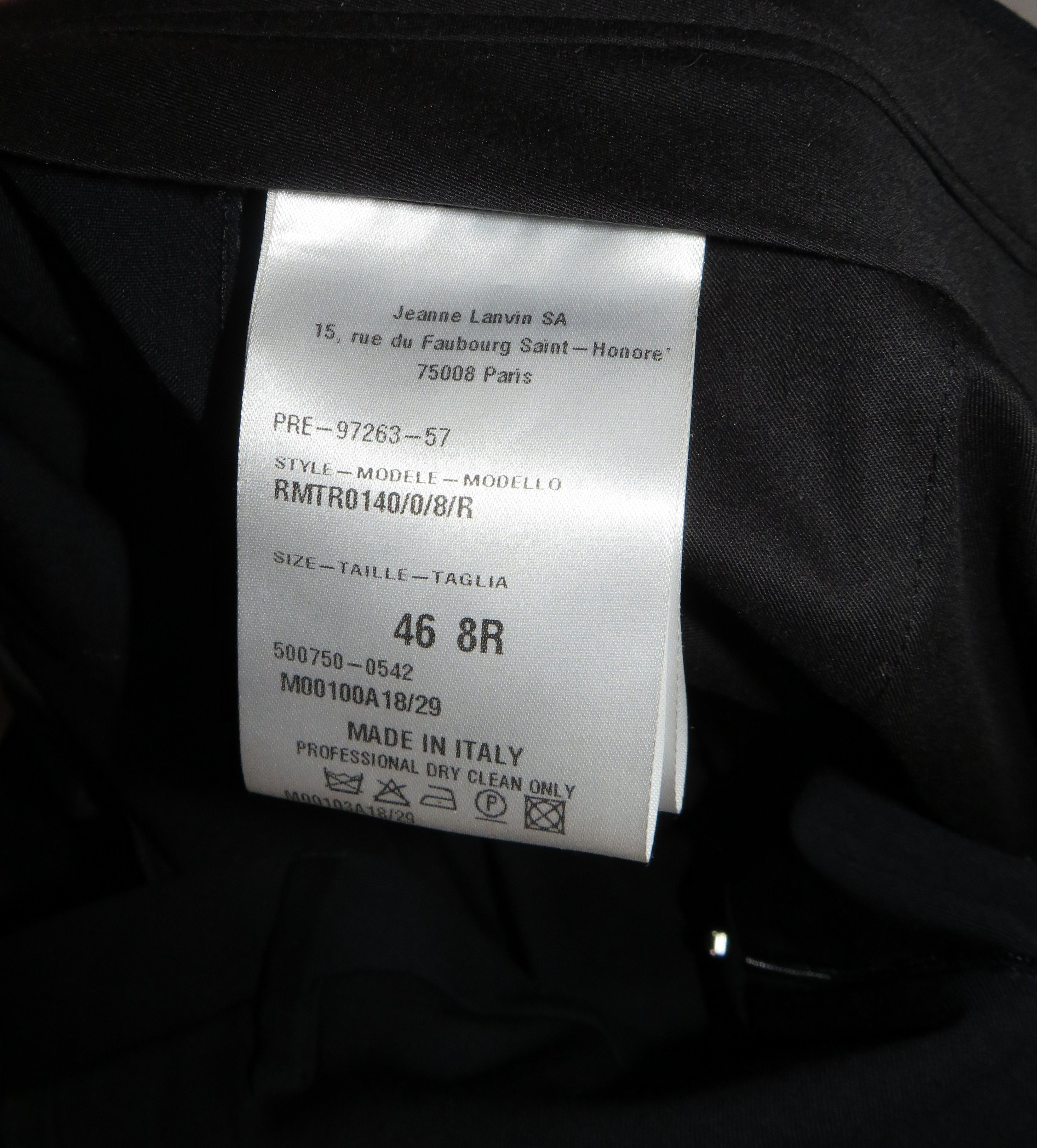 Lanvin Current Navy Blue Barathea Two Button Formal Suit 40R Size 40R - 17 Thumbnail