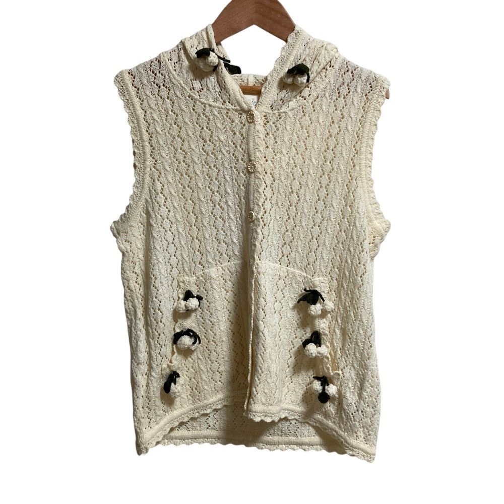 Other Other Pink House Crochet Hooded Sleeveless Cardigan Textile Tops DUTY FREE for USA Size ONE SIZE - 1 Thumbnail