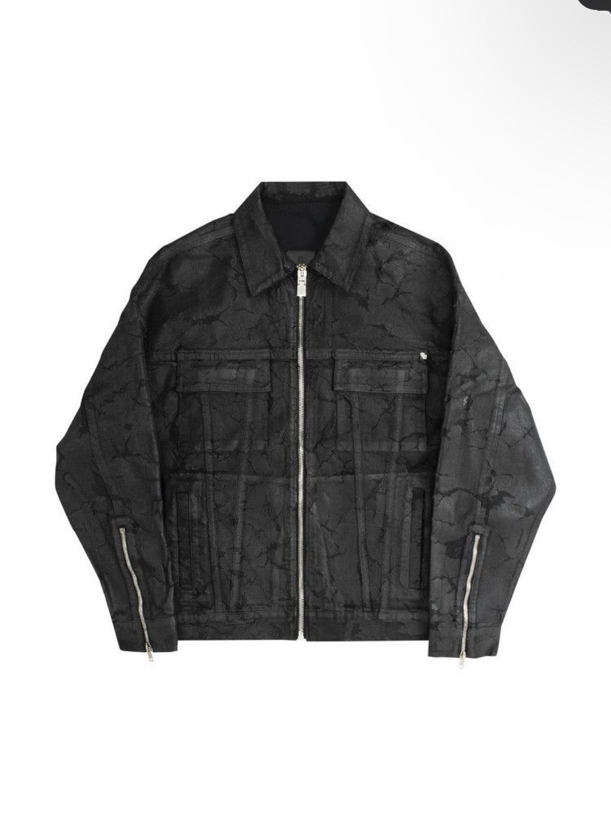 Givenchy Givenchy Cracked Wax Zip Denim Jacket 4g Rivet Black Sz L Size US L / EU 52-54 / 3 - 2 Thumbnail