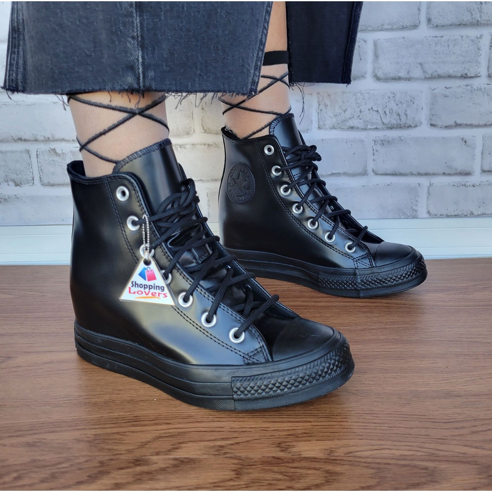 Converse ⭐Converse Chuck Taylor All Star Wedge Platform 8.5 Patent Le Size US 8.5 / IT 38.5 - 1 Thumbnail