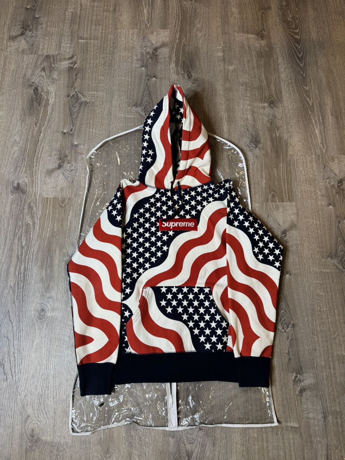 Supreme Box Logo flag hoodie 14aw 星条旗 【公式通販】