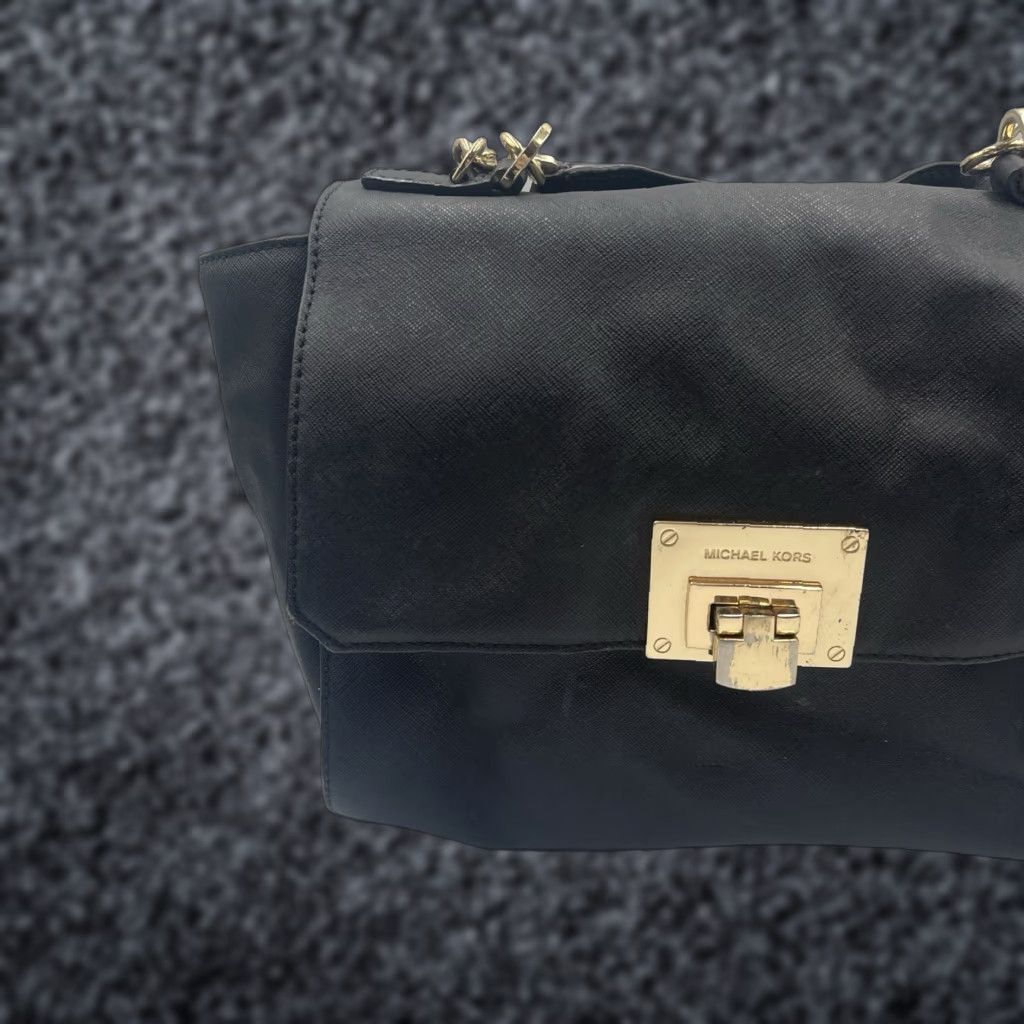 Michael Kors MICHAEL KORS Medium TINA Black Leather Top Handle Satchel Chain Crossbody Bag Womens Size M / US 6-8 / IT 42-44 - 1 Thumbnail