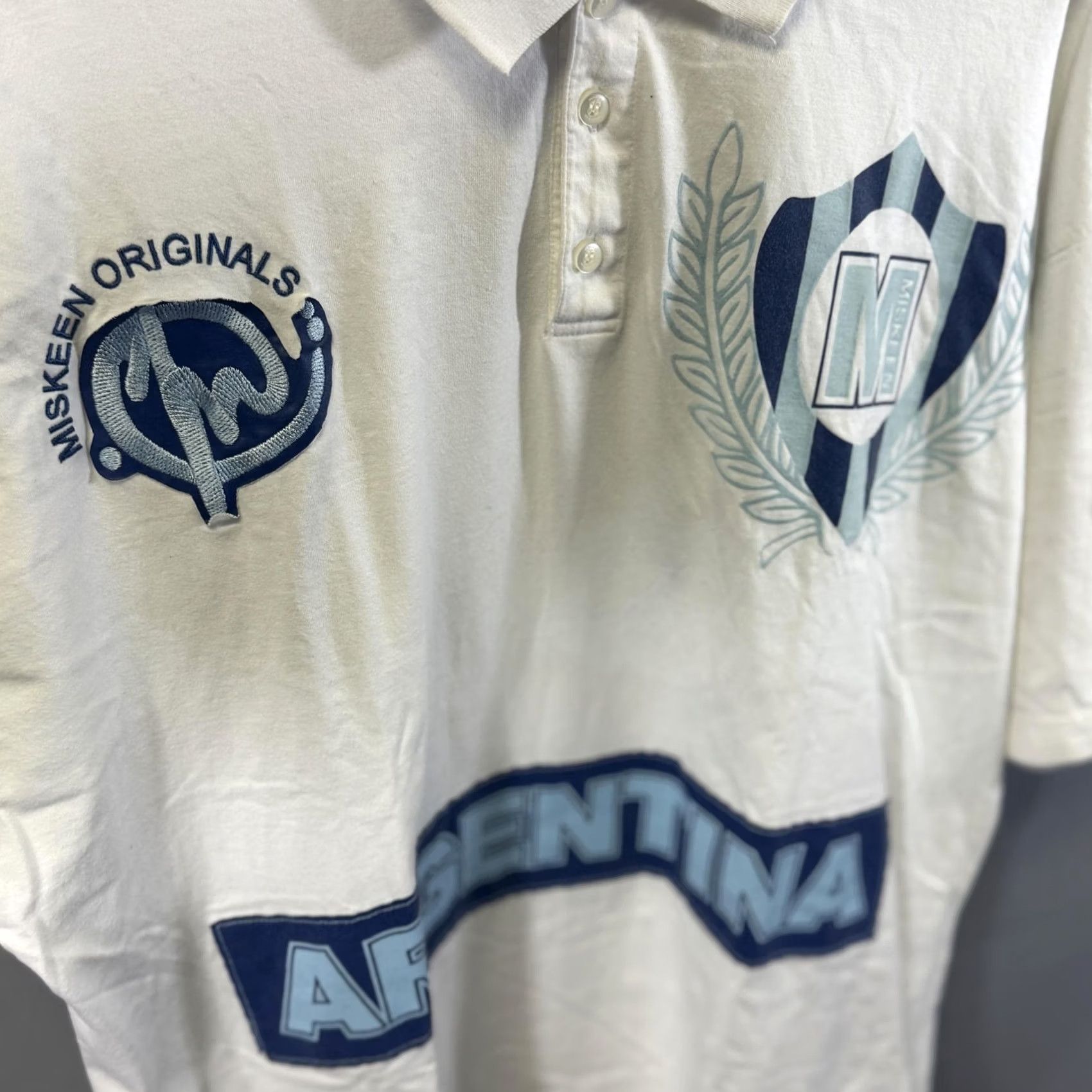 Vintage Miskeen Originals Polo Shirt Mens 3XL White Blue Argentina Graphic M5KN 1024 Size US XXL / EU 58 / 5 - 4 Thumbnail