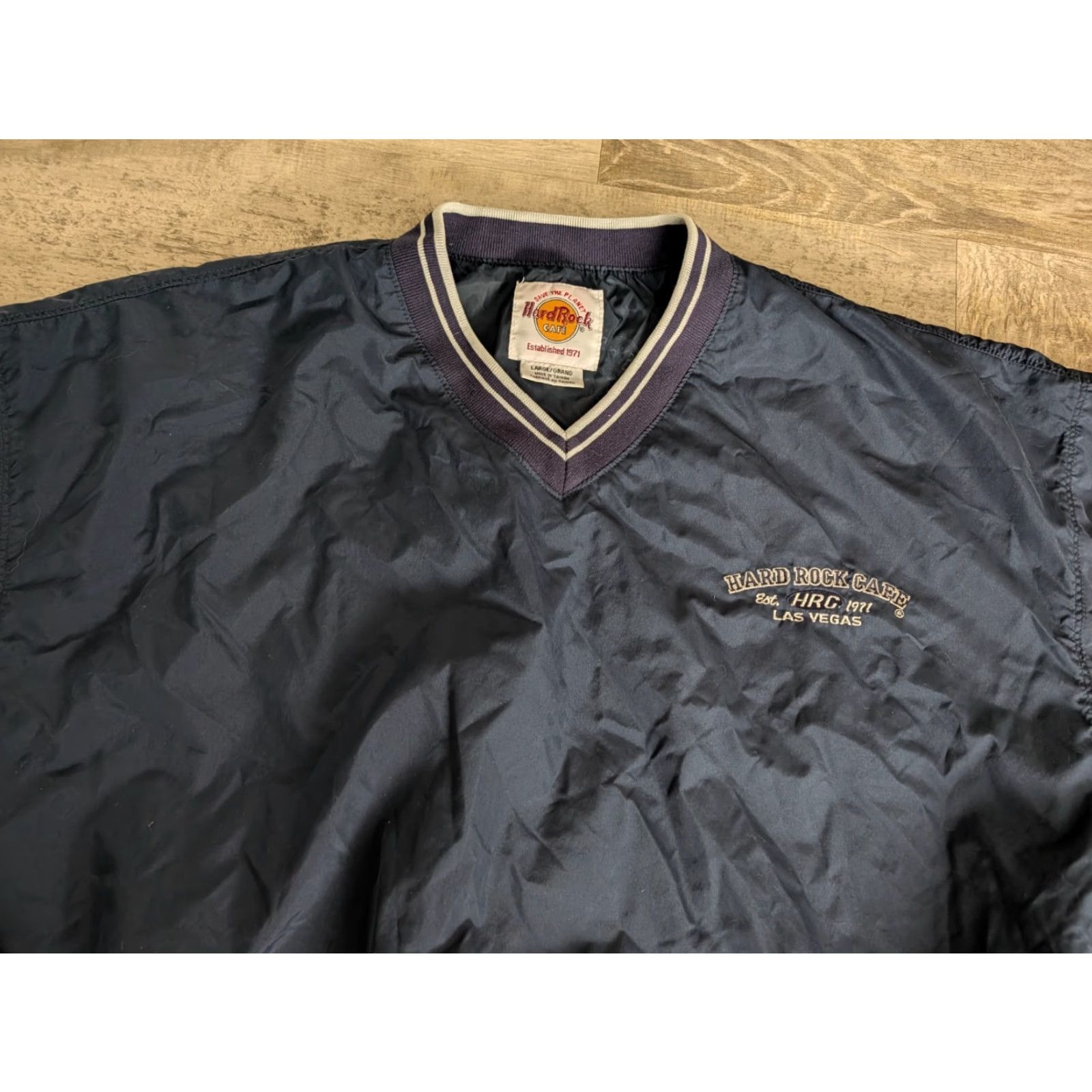 Hard Rock Cafe VINTAGE Hard Rock Cafe Lined Pullover Windbreaker Jacket Navy Blue Large Las Vegas Mens Size US L / EU 52-54 / 3 - 3 Thumbnail
