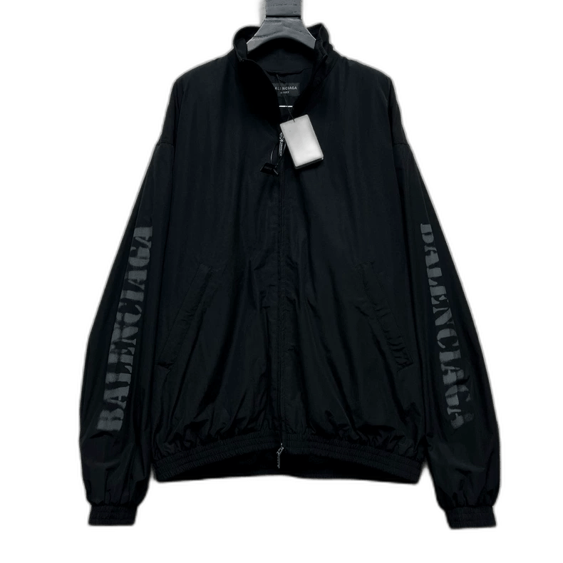 Balenciaga Logo Print Zip-Up Jacket