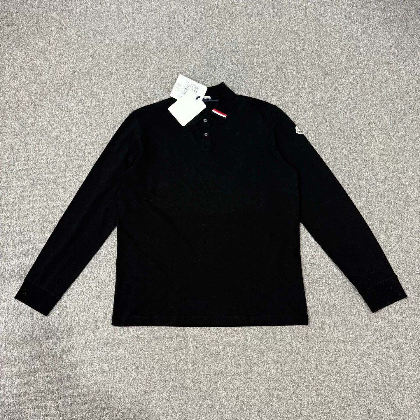 Moncler Moncler Black Sleeve Logo Long-Sleeve Polo Size US XL / EU 56 / 4 - 1 Thumbnail