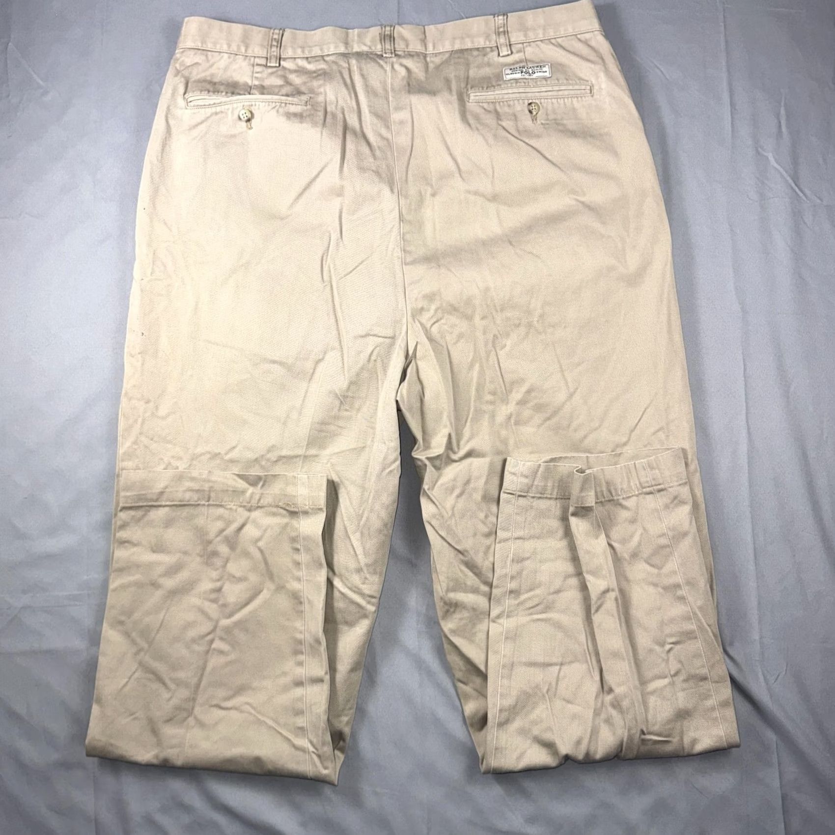 Polo Ralph Lauren Polo Ralph Lauren Andrew Pants Mens 40x36 Beige Pleated Cargo Chino Classic Fit Size US L / EU 52-54 / 3 - 2 Thumbnail