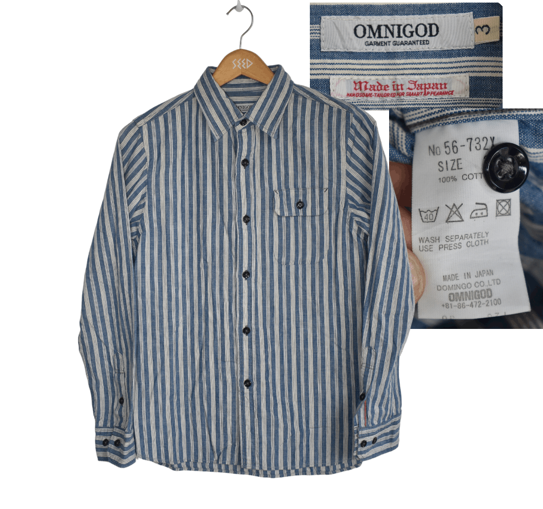 Japanese Brand × OMNIGOD Omnigod Selvadge Stripe Denim Shirt Size US S / EU 44-46 / 1 - 1 Thumbnail