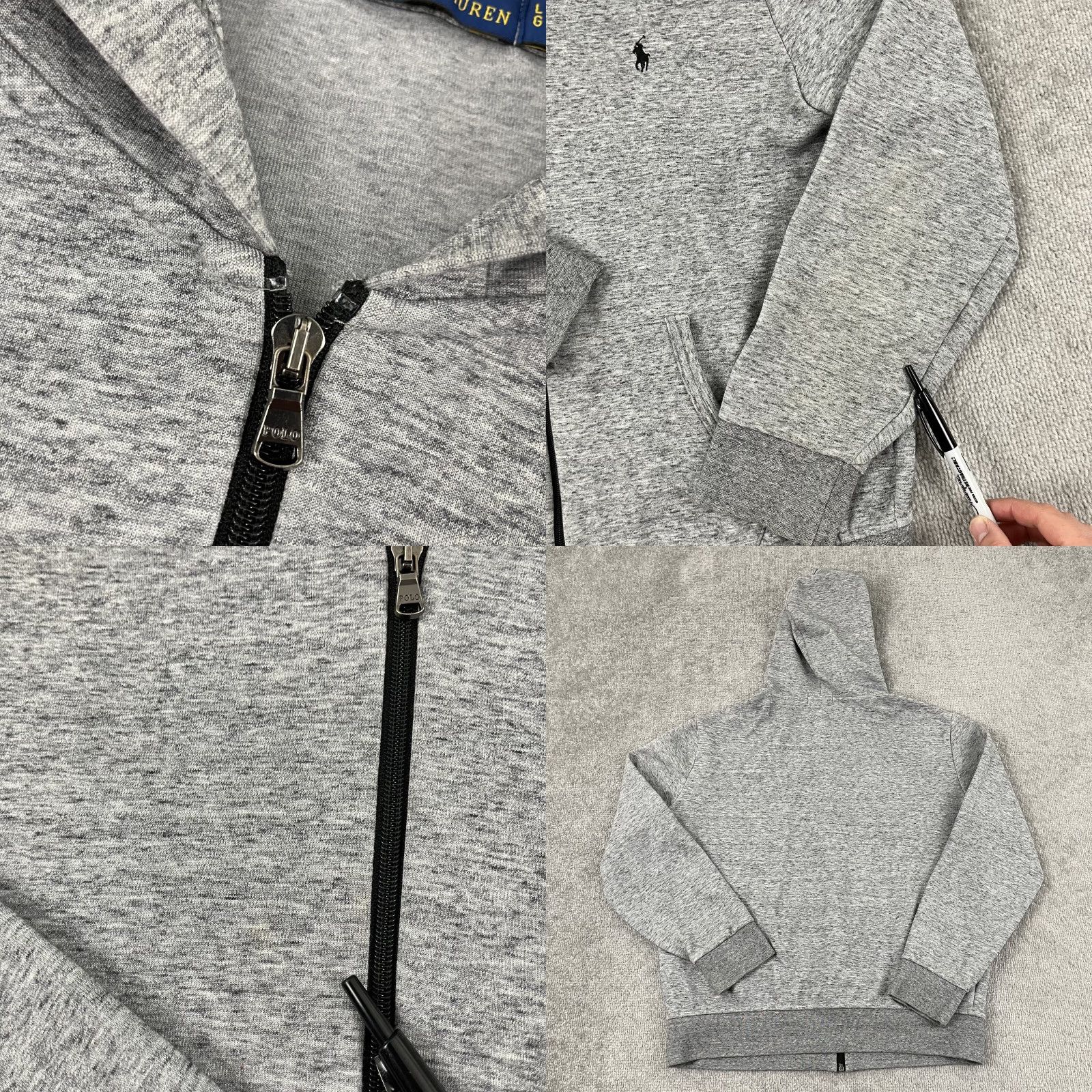 Polo Ralph Lauren Polo Ralph Lauren Hoodie Mens Large Heather Gray Fleece Knit Full Zip Sweatshirt Size US L / EU 52-54 / 3 - 8 Thumbnail