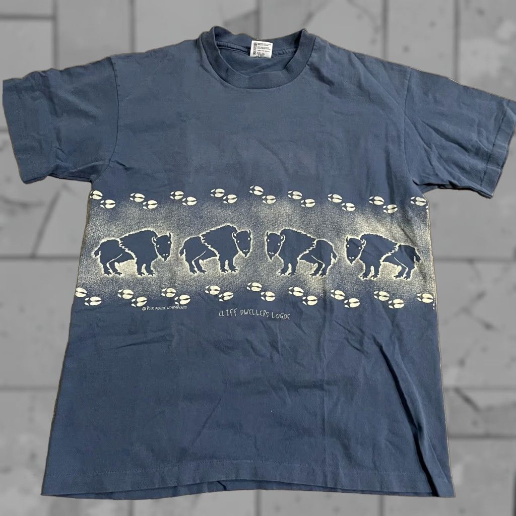 Anvil VINTAGE Anvil Cotton Graphic T-Shirt Mens Large Blue USA Retro Style Size US L / EU 52-54 / 3 - 1 Thumbnail