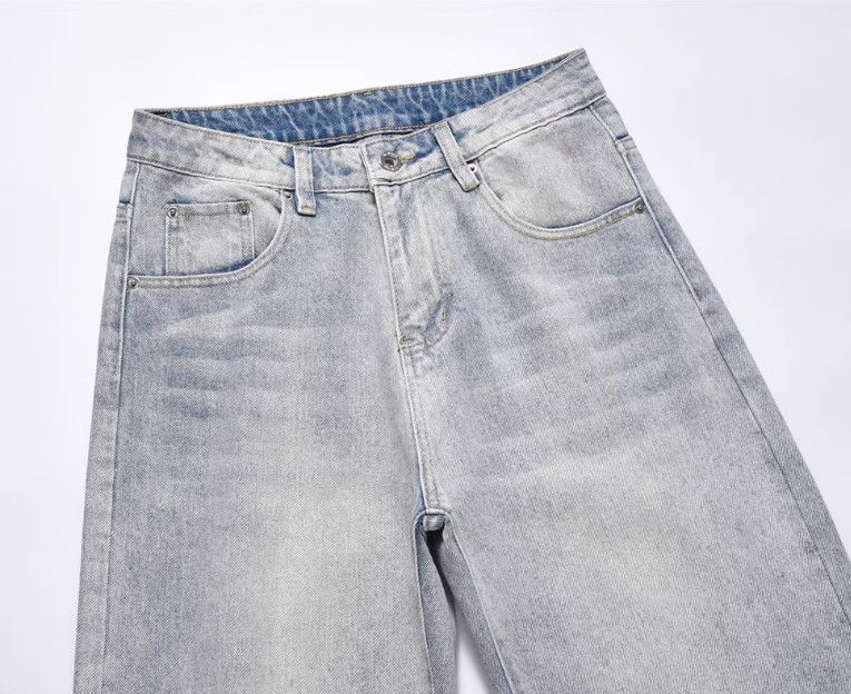 Vintage Men's street wide-leg loose washed straight jeans Size US 32 / EU 48 - 3 Thumbnail