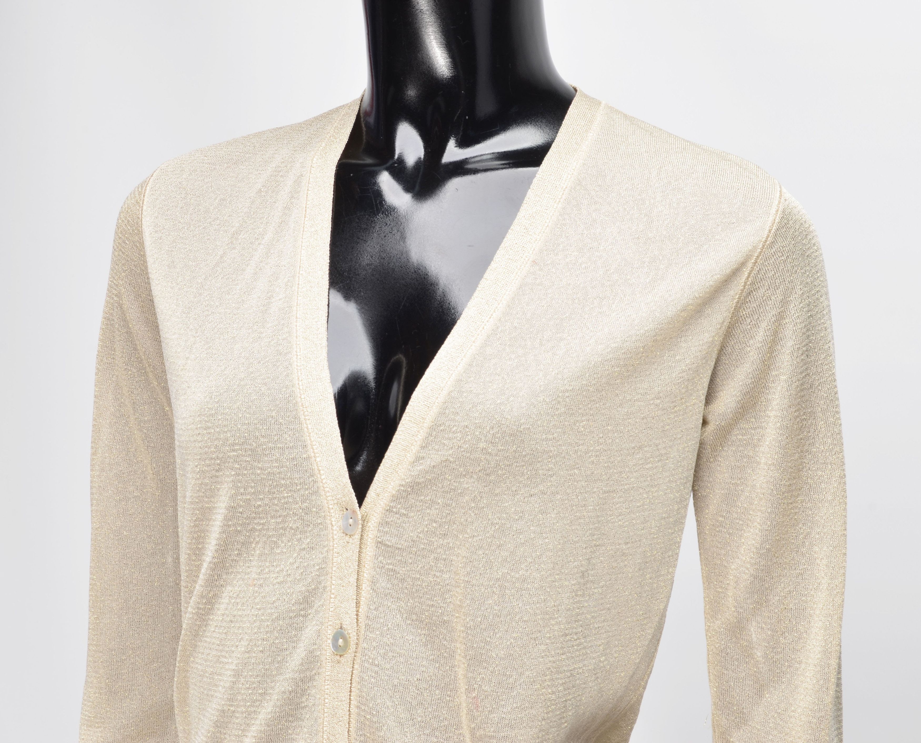 Max Mara Vintage Max Mara Sheer Sparkle V-Neck Cardigan Size M / US 6-8 / IT 42-44 - 2 Thumbnail