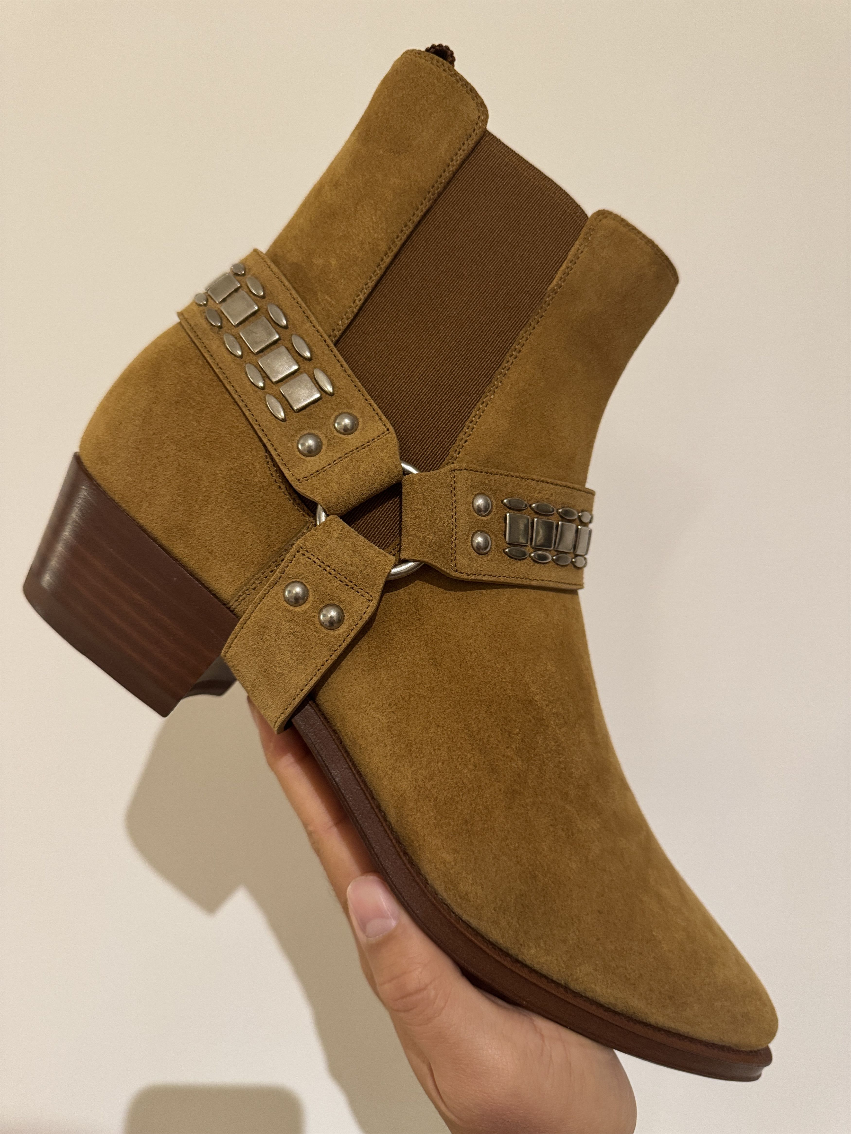 Celine × Hedi Slimane Celine Camargue Biker Chelsea Studs Boots