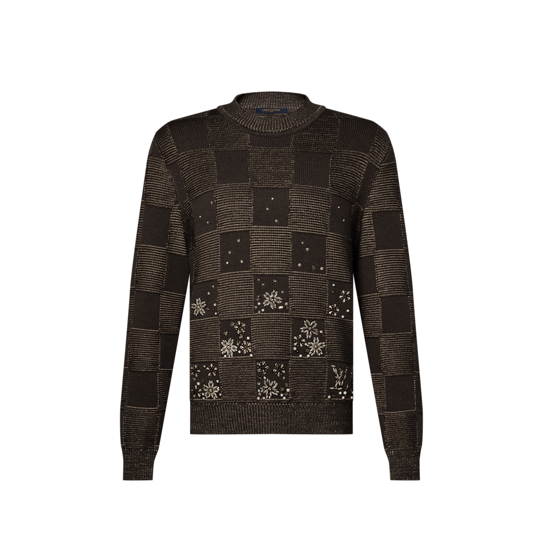 Louis Vuitton Damier Embroidered Long-Sleeved Crewneck Size US M / EU 48-50 / 2 - 1 Thumbnail