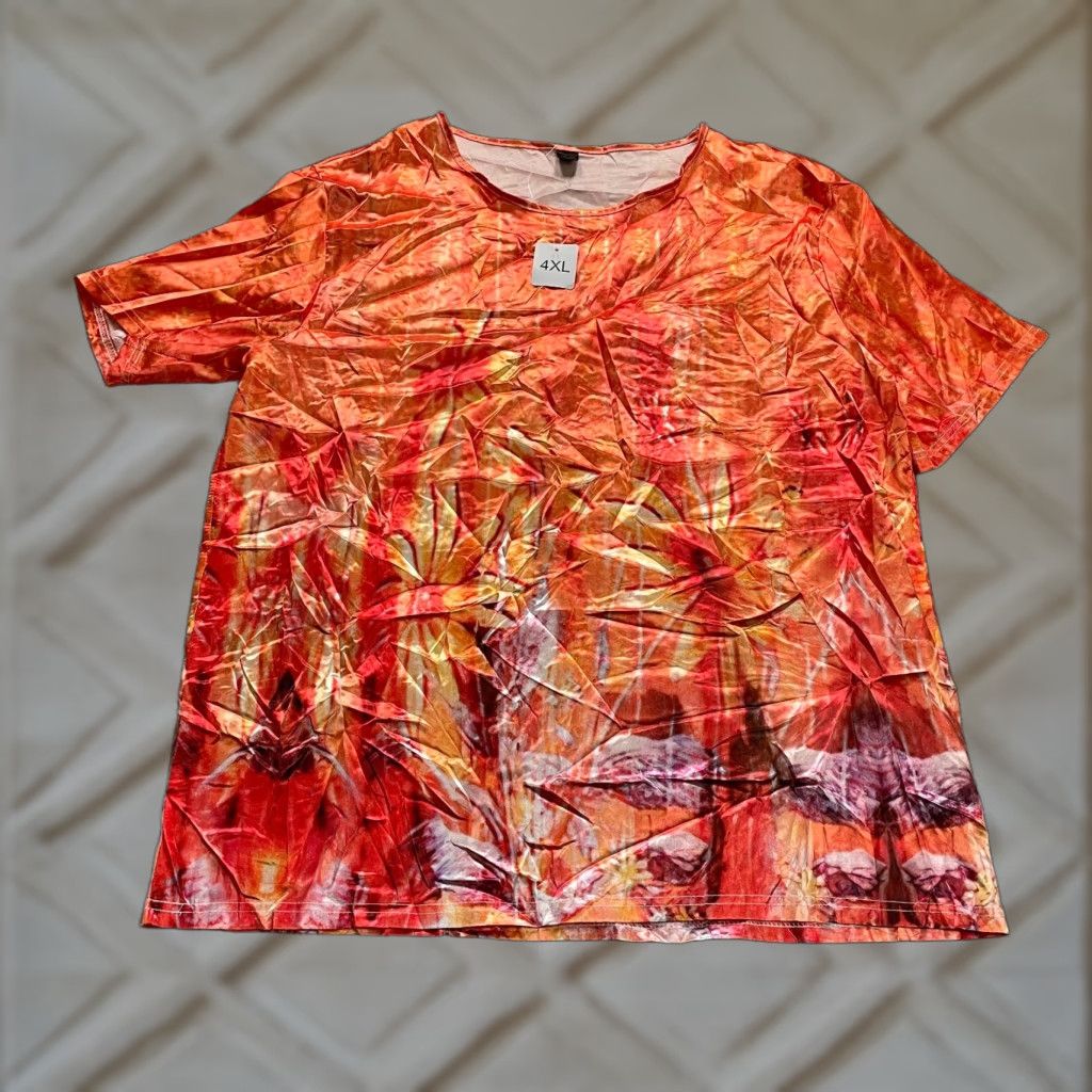 Vintage Unbranded T-shirt Womens 4XL Orange All Over Print Round Neck NWT Vintage: No Size XXL / US 16-18 / IT 52-54 - 1 Thumbnail