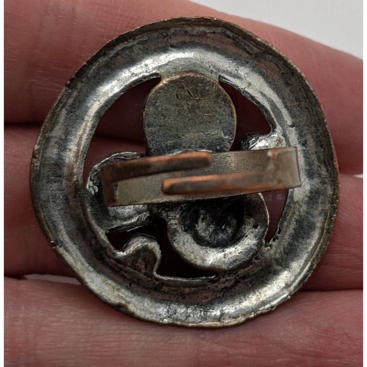 Other Vintage Brutalist Adjustable Ring With Abstract Circular Des Size ONE SIZE - 8 Thumbnail