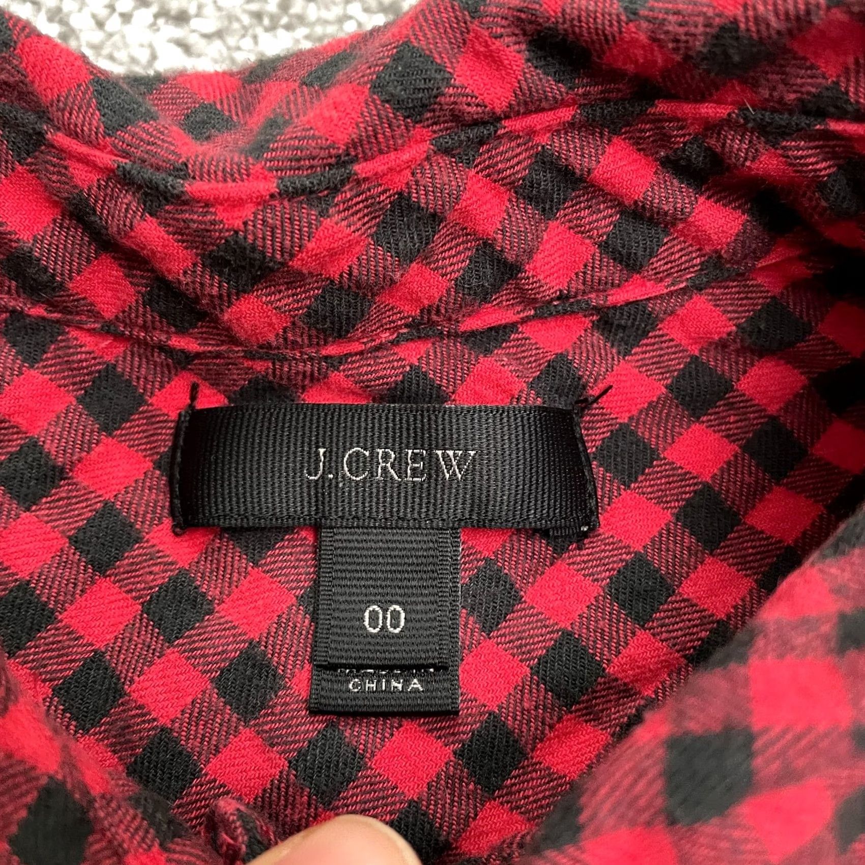J.Crew J.Crew Flannel Popover Shirt Womens 00 Red Black Check Long Sleeve Cotton Blouse Size XXS / US 00 / IT 34 - 4 Thumbnail