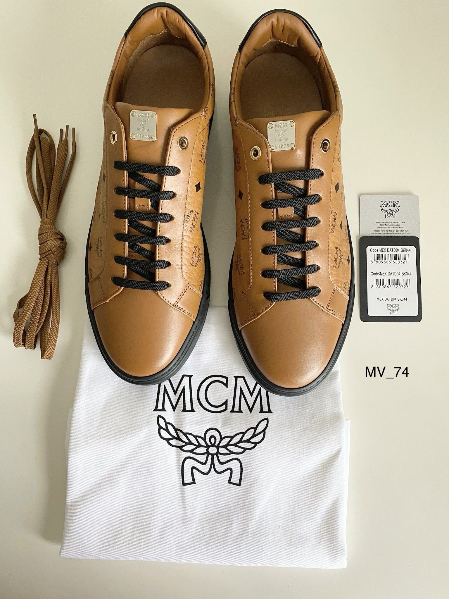 MCM MCM Cognac Visetos Leather Sneakers - Sz EU 44 / US 11 - NIB Size US 11 / EU 44 - 1 Thumbnail