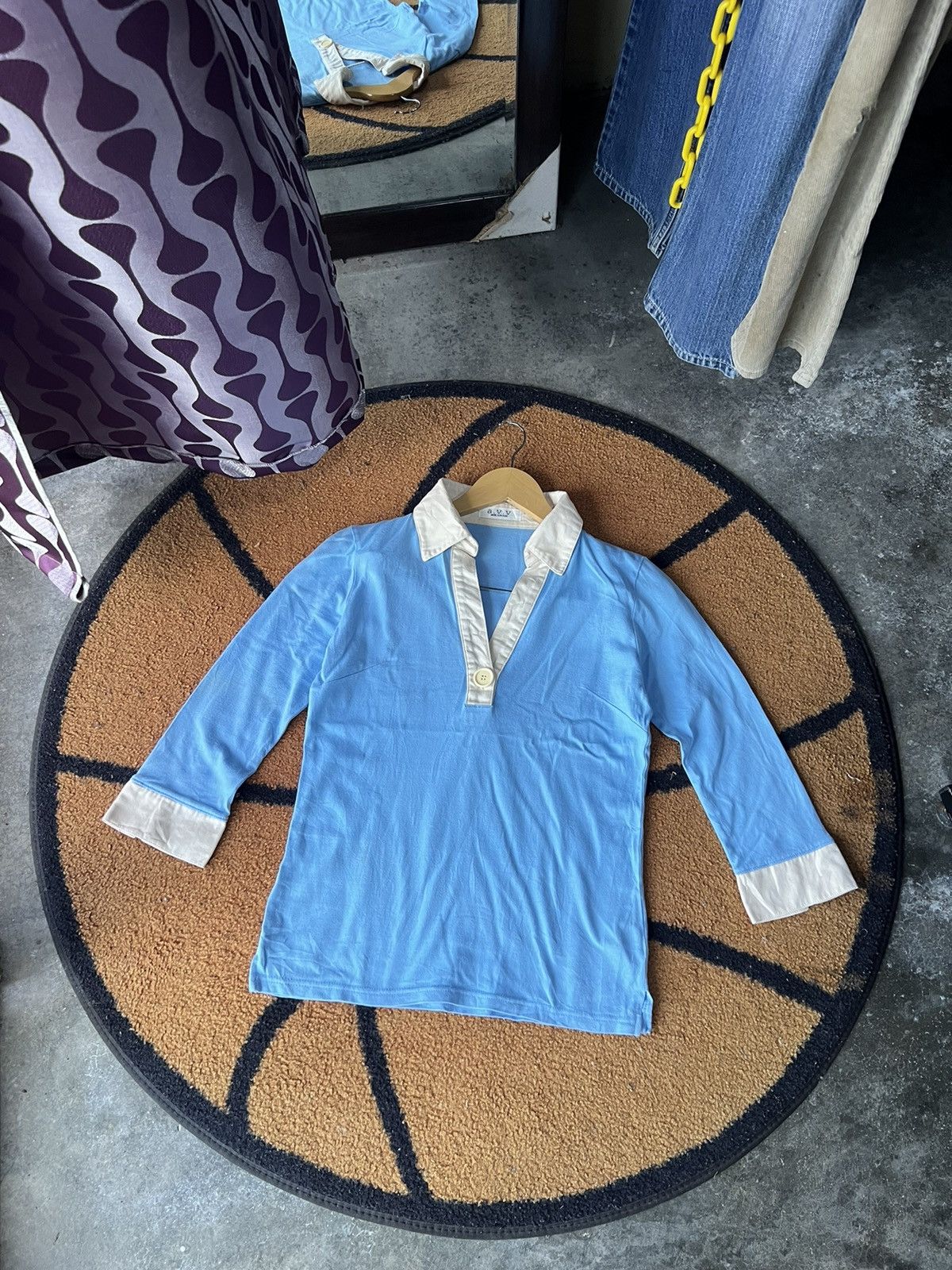 image of Avv Michel Klein Long Sleeves Polos in Blue, Women's (Size Small)