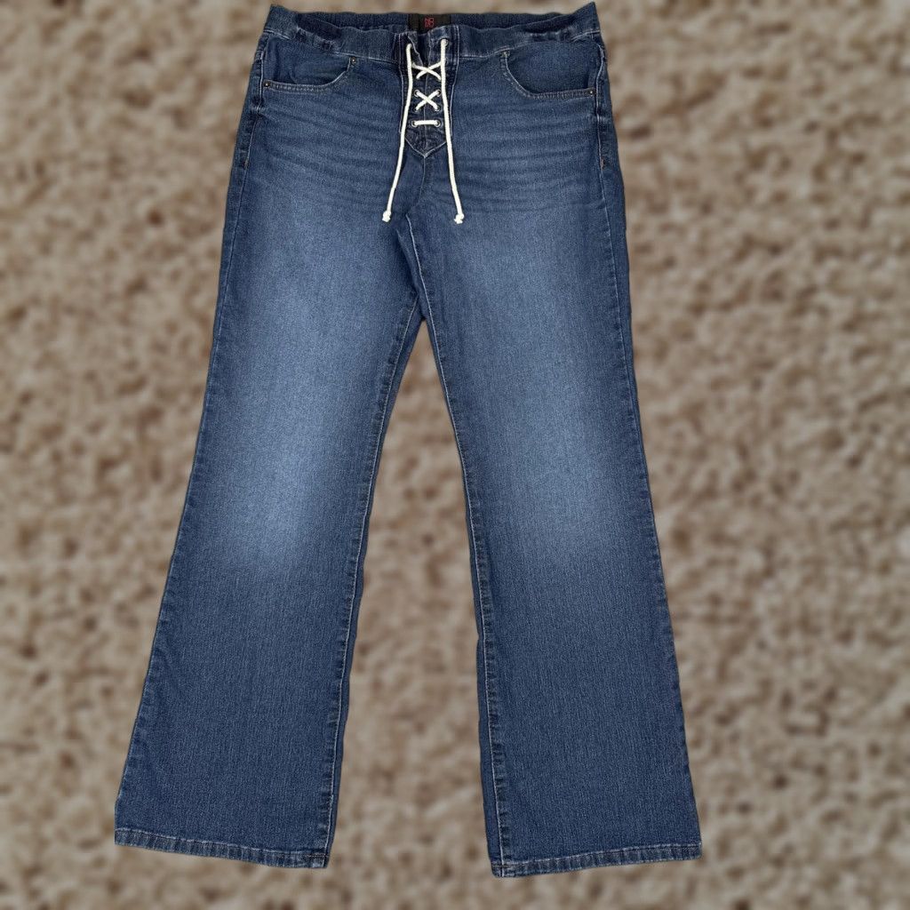 Vintage No Boundaries Jeans Jr 15 Straight High Rise Blue 34x31 Denim Stretch Comfort 90s City College Womens Size 36" / US 14 / IT 50 - 1 Thumbnail