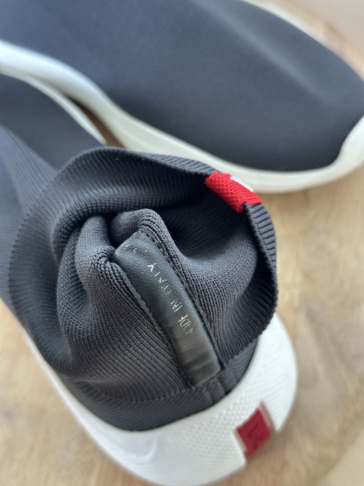 Designer × Prada Prada sock sneakers grey logo spellout Size US 5 / IT 35 - 10 Thumbnail