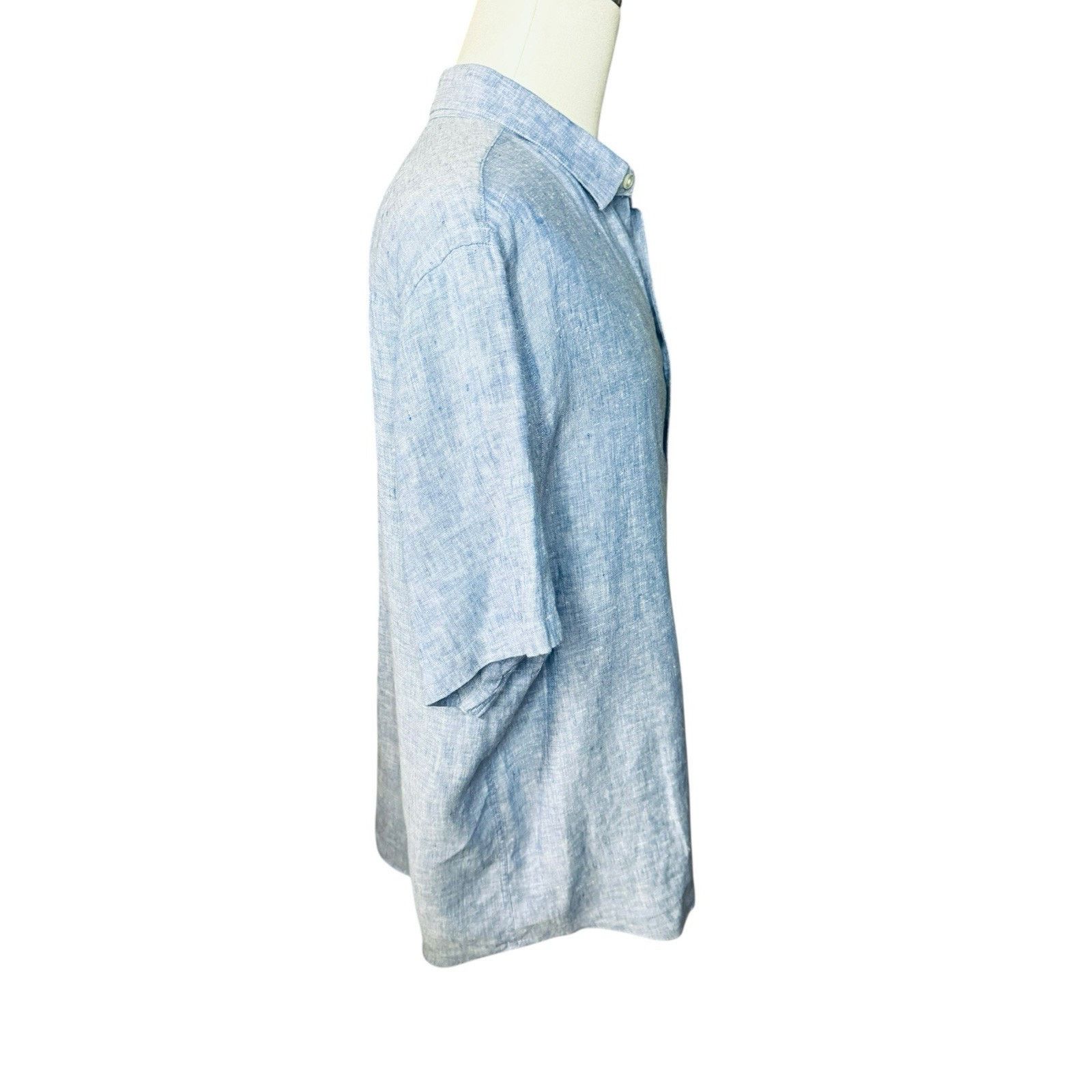 UNTUCKit UNTUCKit Valente Linen Short Sleeve Button Up Shirt Blue Size US XXL / EU 58 / 5 - 5 Thumbnail