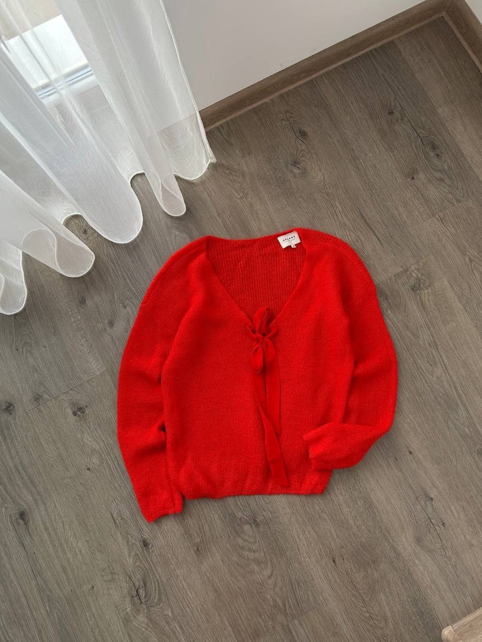 Sezane × Vintage Vintage Sezane Cardigan Gaspard Super Kid Mohair Red Sweater Size S / US 4 / IT 40 - 1 Thumbnail