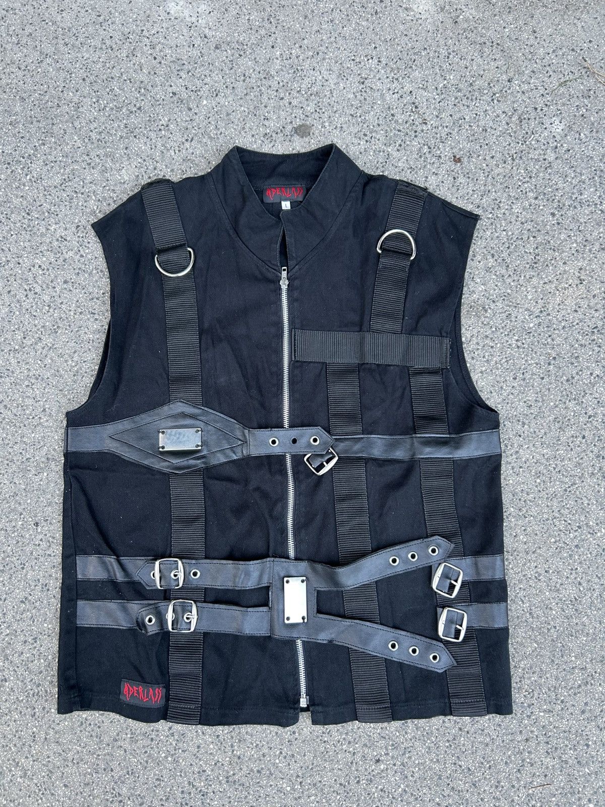 Vintage Avant Garde Aderlass black Vest with belts and metal inserts Size US L / EU 52-54 / 3 - 3 Thumbnail