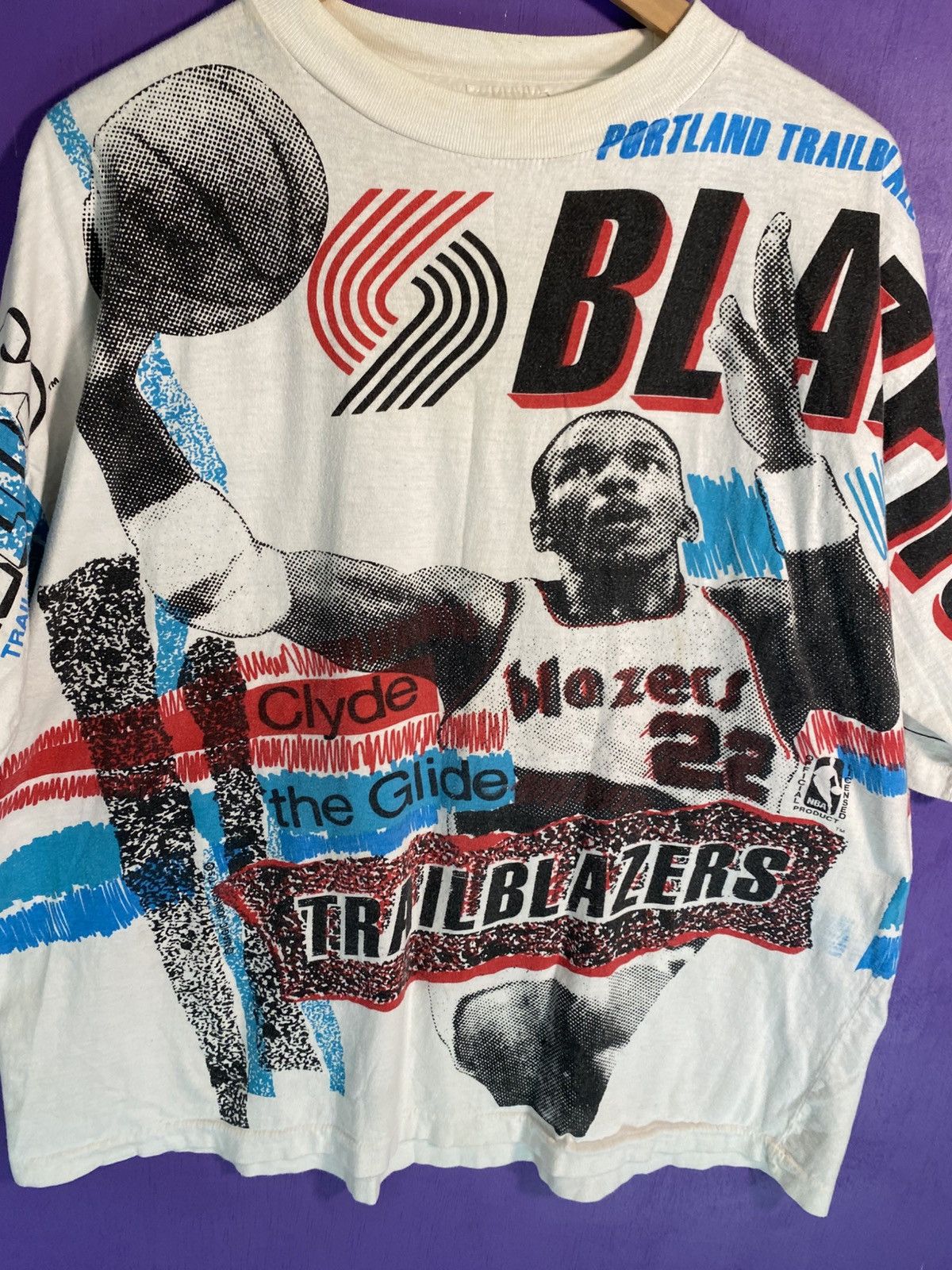 NBA Vintage 90s Magic Johnson Trailblazers Clyde Drexler AOP tee Size US XL / EU 56 / 4 - 3 Thumbnail