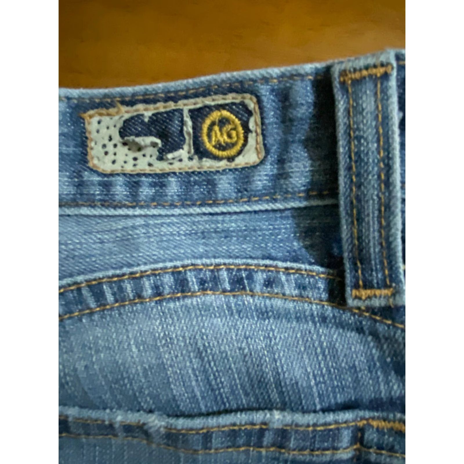 Vintage AG Adriano Goldschmied Womens Distressed The Legend Jeans Jeans - 28R Blue Distressed Flared Jeans Womens 28R Size 28" / US 6 / IT 42 - 4 Thumbnail
