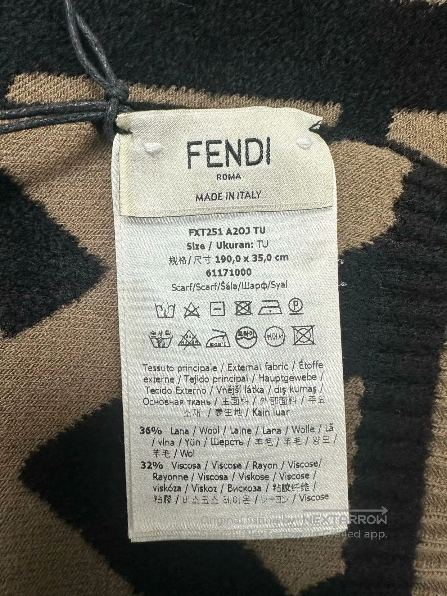 Fendi FENDI Classic Brown Monogram Logo Scarf| Size ONE SIZE - 4 Thumbnail