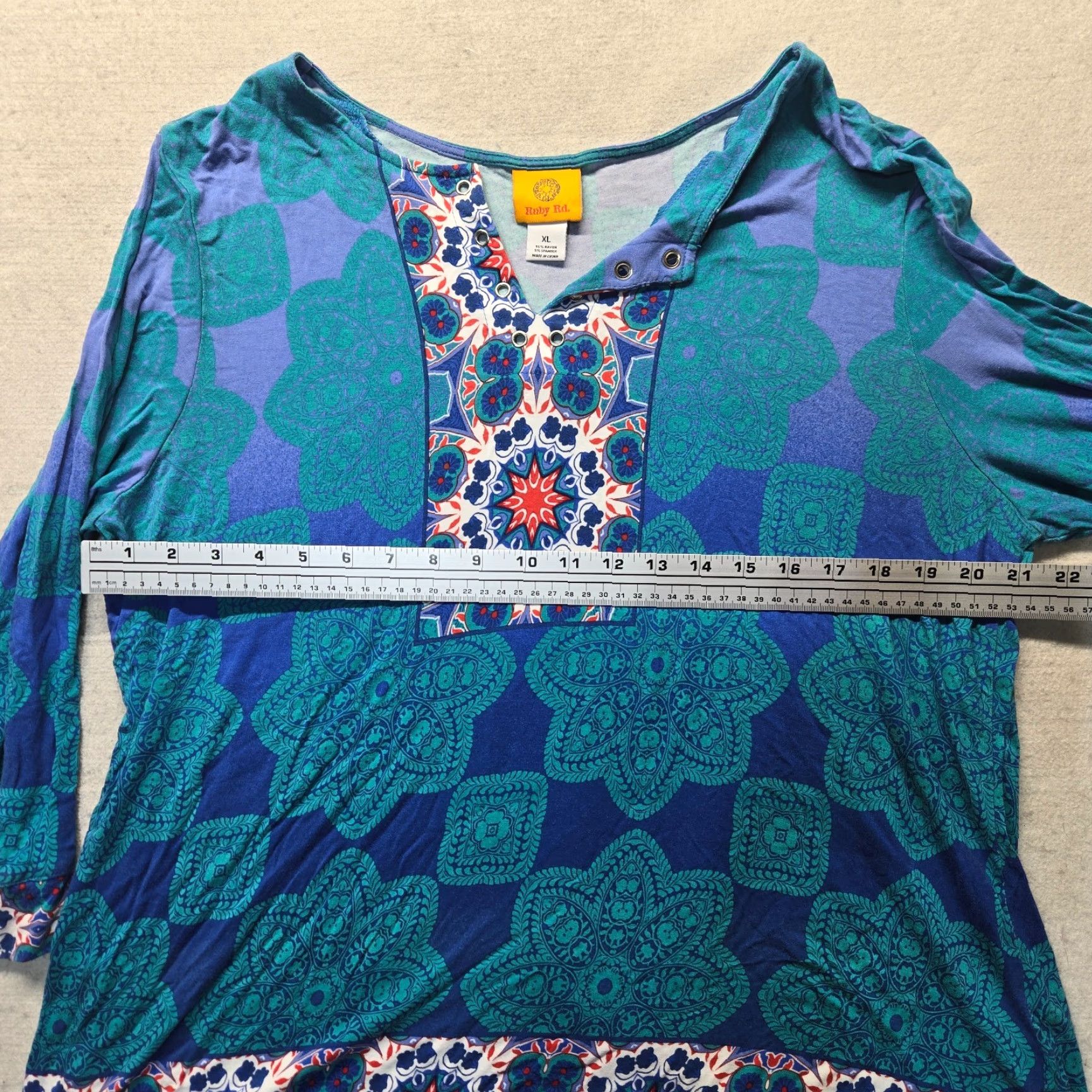 Vintage Ruby Rd Shirt Women's T-Shirt XL Blue 3/4 Sleeve Adult XL Blue Ruby Rd Shirt 3/4 Sleeve Women’s XL Blue Size XL / US 12-14 / IT 48-50 - 4 Thumbnail