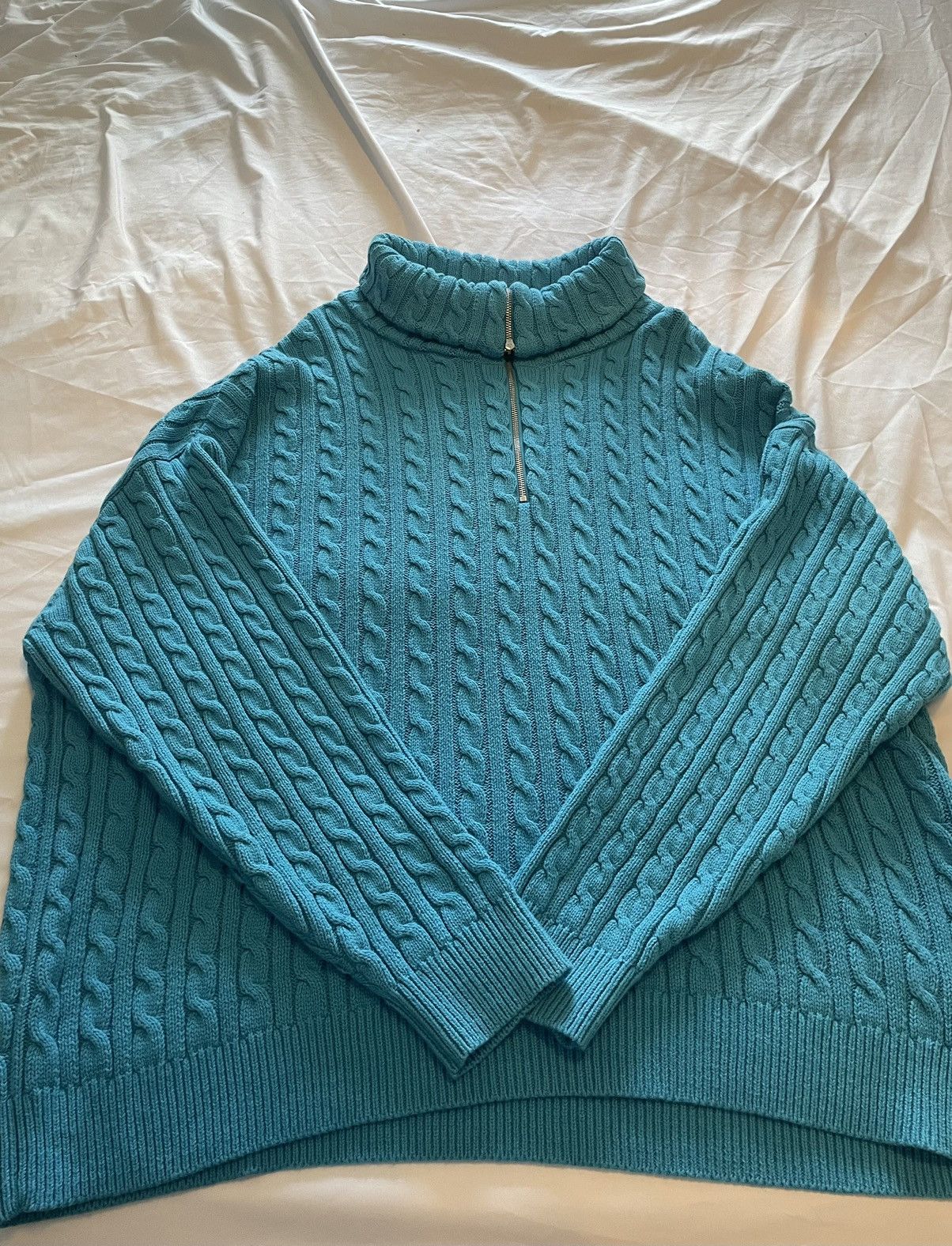 Asos ASOS DESIGN chunky cable knit half zip sweater Size US L / EU 52-54 / 3 - 3 Thumbnail
