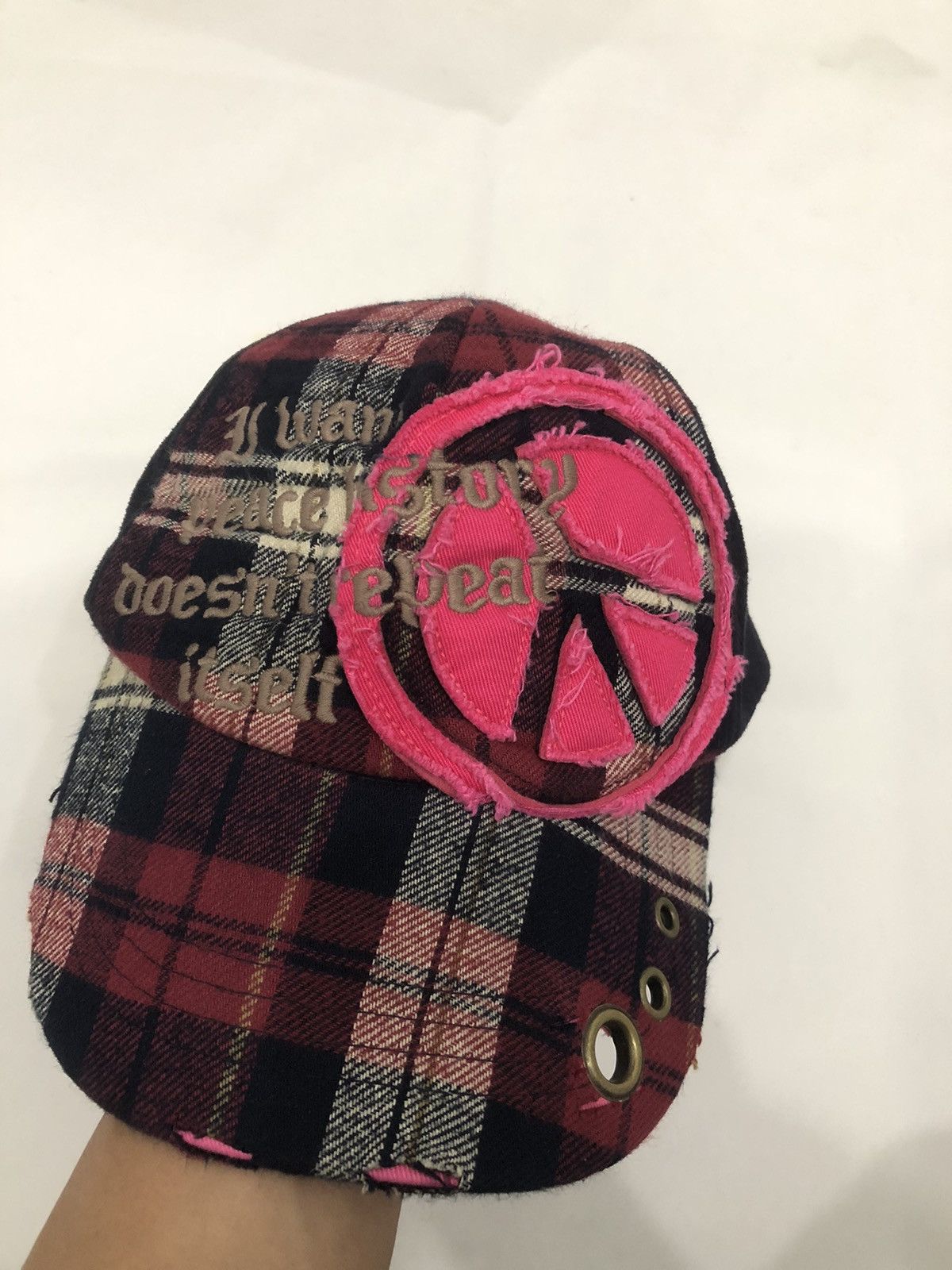 Beauty Beast × Hysteric Glamour × Japanese Brand Distressed Studded Poem Japanese Cap Rock Punk Style Size ONE SIZE - 1 Thumbnail