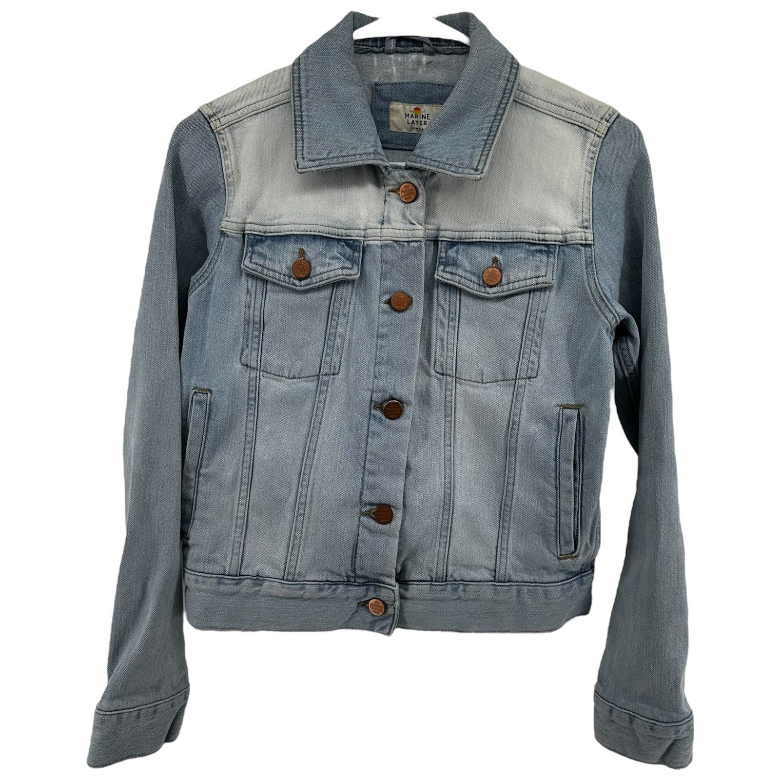 Marine Layer Marine Layer Denim Jacket Trucker Button Down Colorblock XS Size XS / US 0-2 / IT 36-38 - 1 Thumbnail