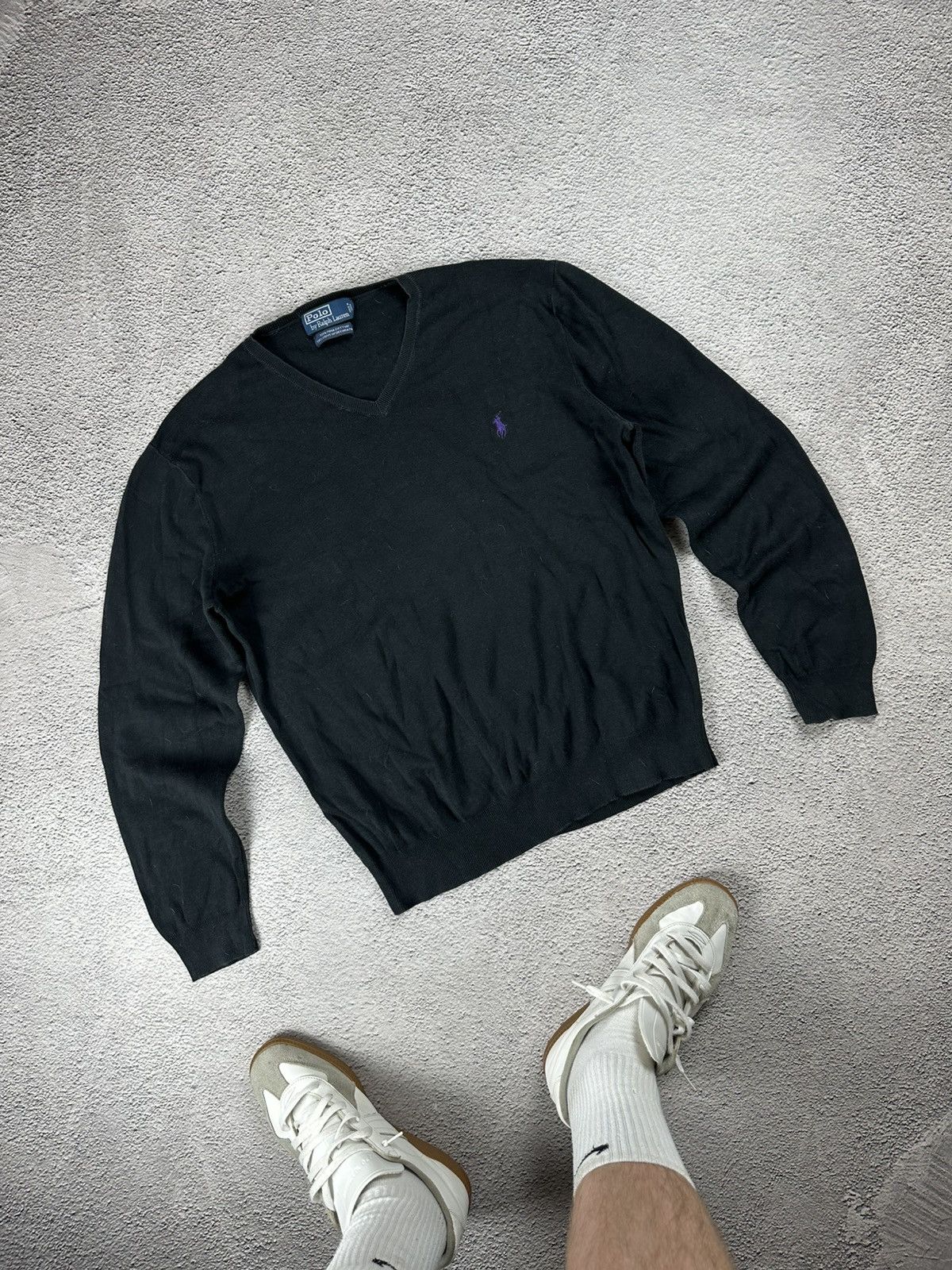 Polo Ralph Lauren Vintage Polo by Ralph Lauren Knit V-Neck Pullover Faded Y2K Size US XL / EU 56 / 4 - 1 Thumbnail
