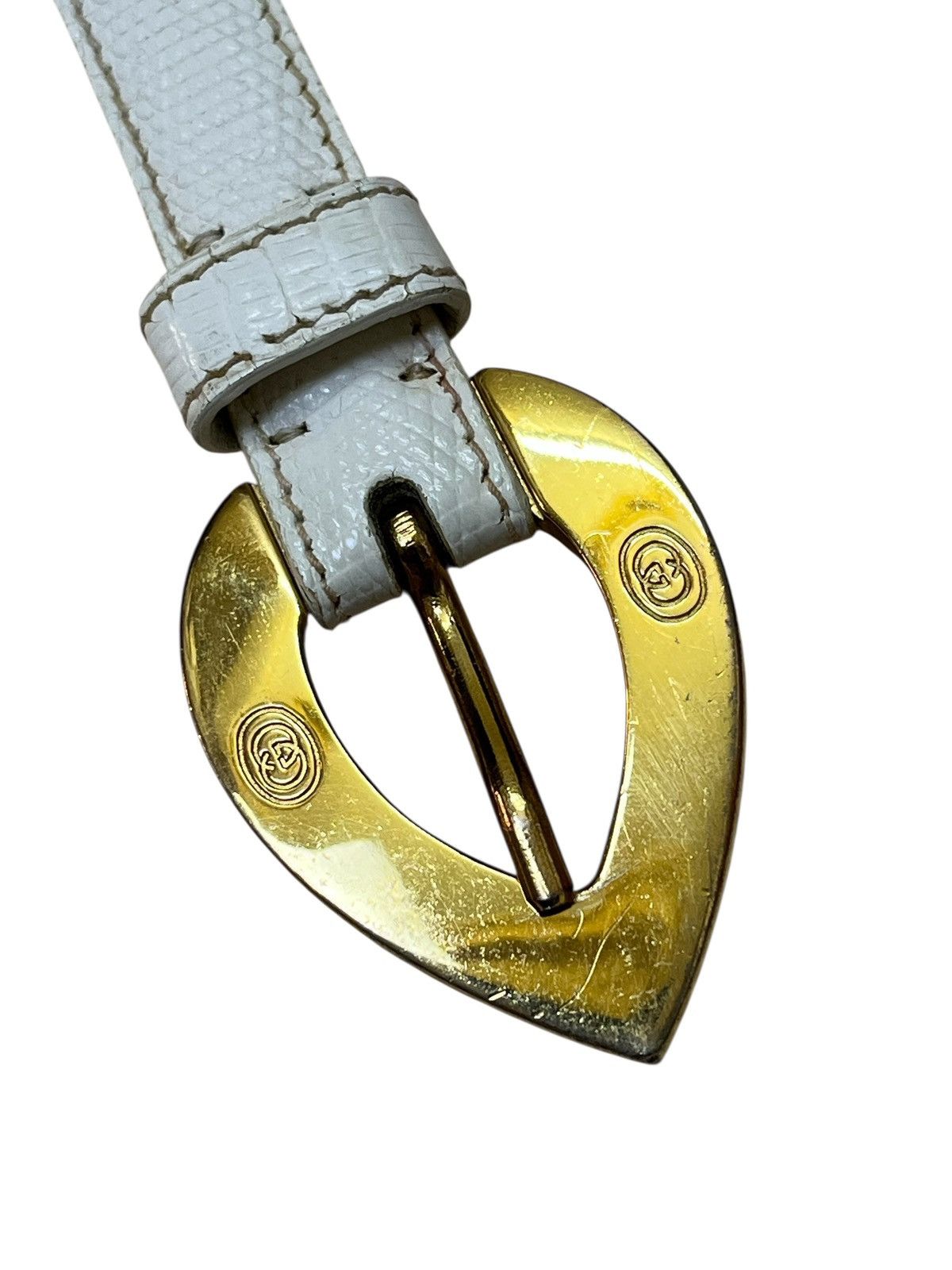 Gucci Rare🔥Vintage 80s GUCCI spade shaded buckle leather belt Size ONE SIZE - 4 Thumbnail