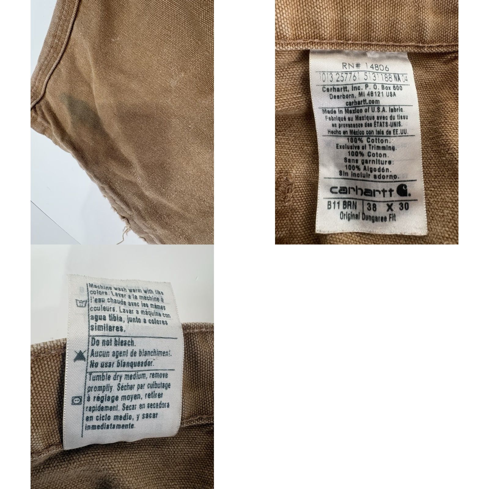 Carhartt Carhartt Carpenter Pants Mens 38x30 100% Cotton Canvas Workwear Straight Fit Brown Tan 5-Pocket Cargo Jeans-like Trousers Size US 38 / EU 54 - 8 Thumbnail