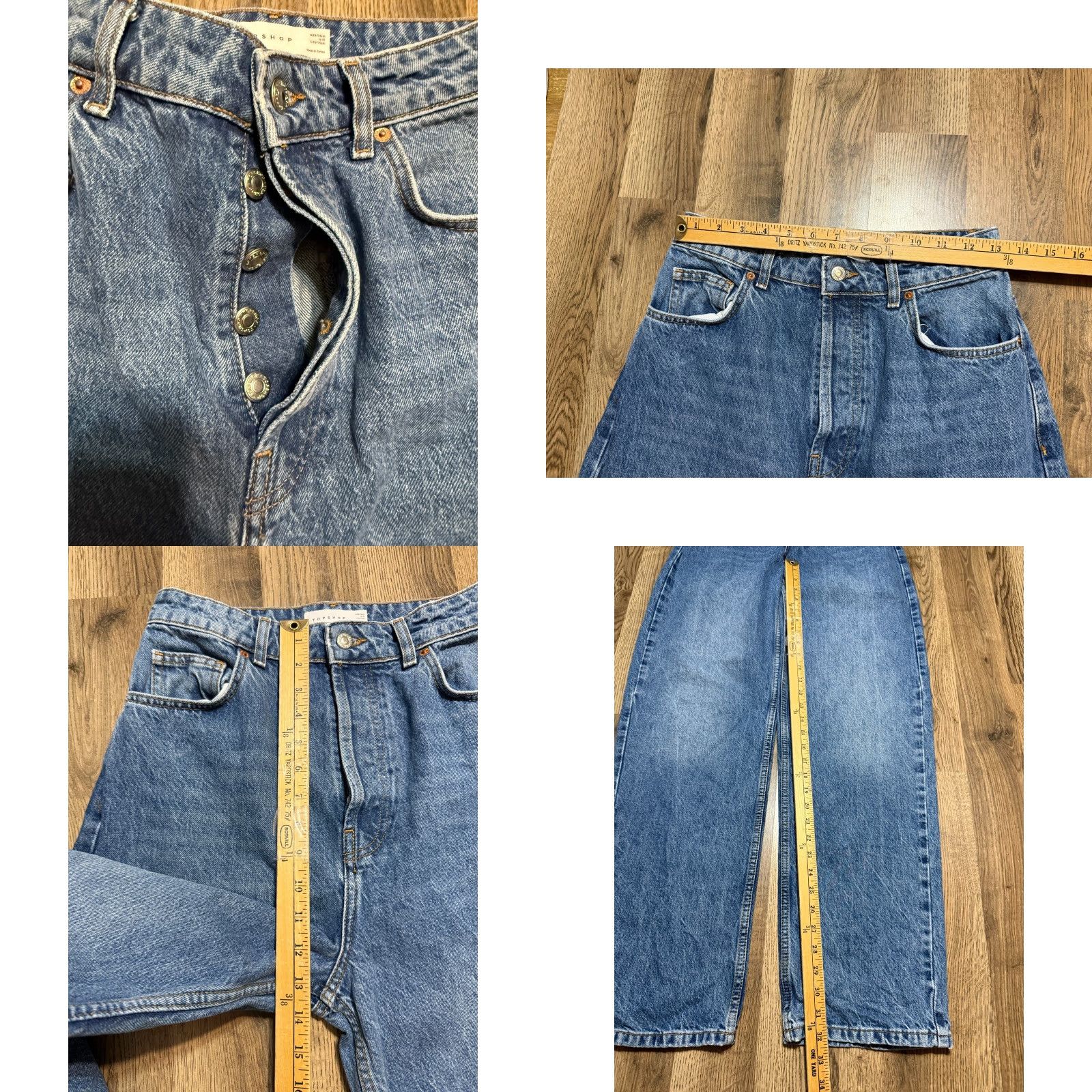 Topshop Topshop Jeans Women's 29 Blue Denim Straight High Rise Pockets Outdoor Size 29" - 8 Thumbnail