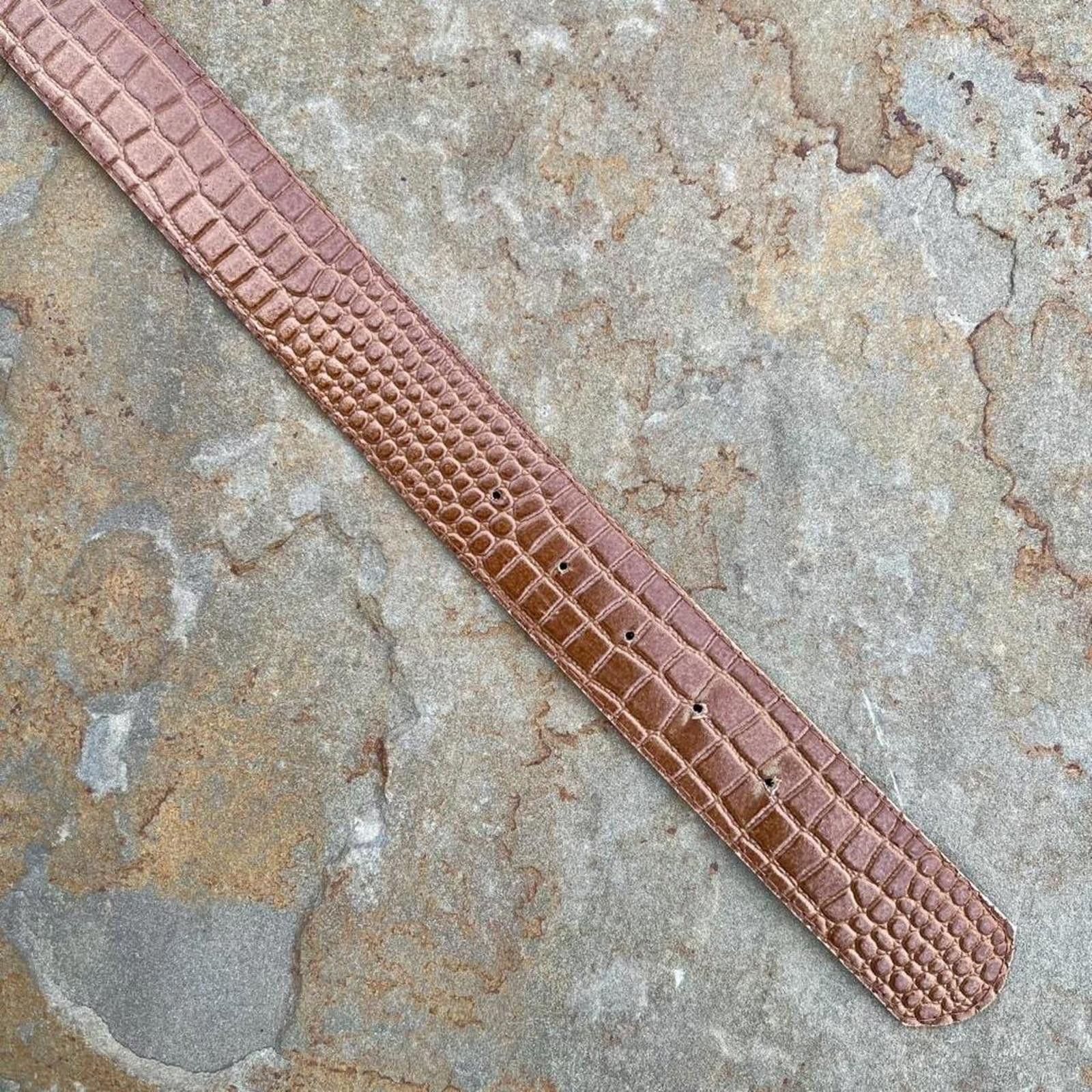 Vintage Vintage 90s BrownCroc Embossed Faux Leather Belt Size ONE SIZE - 4 Thumbnail